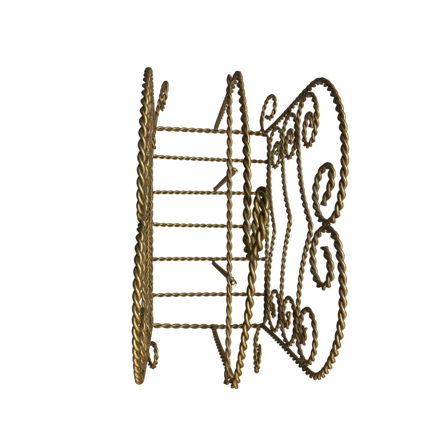 Vintage Gold Wrought Iron Magazine Rack