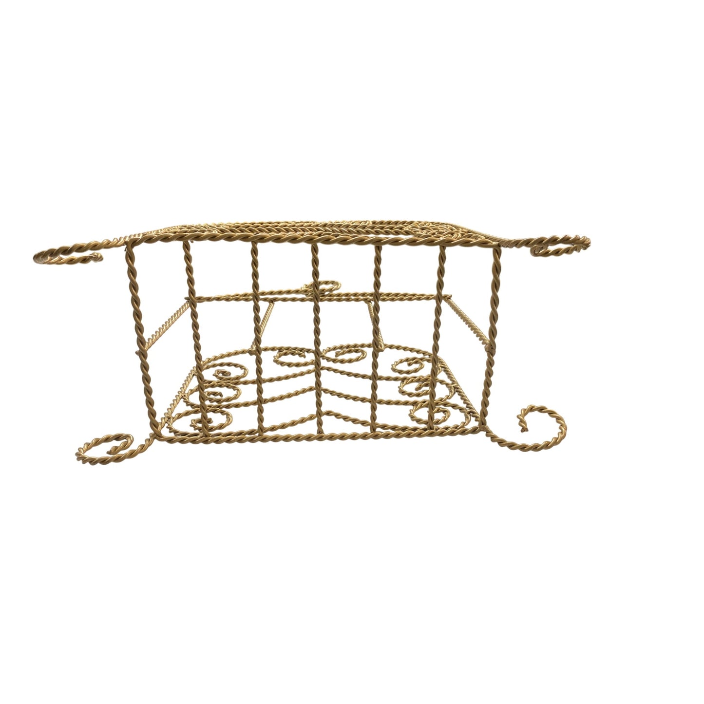 Vintage Gold Wrought Iron Magazine Rack