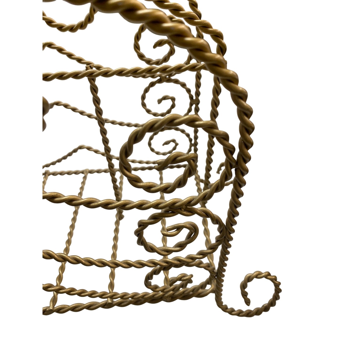 Vintage Gold Wrought Iron Magazine Rack