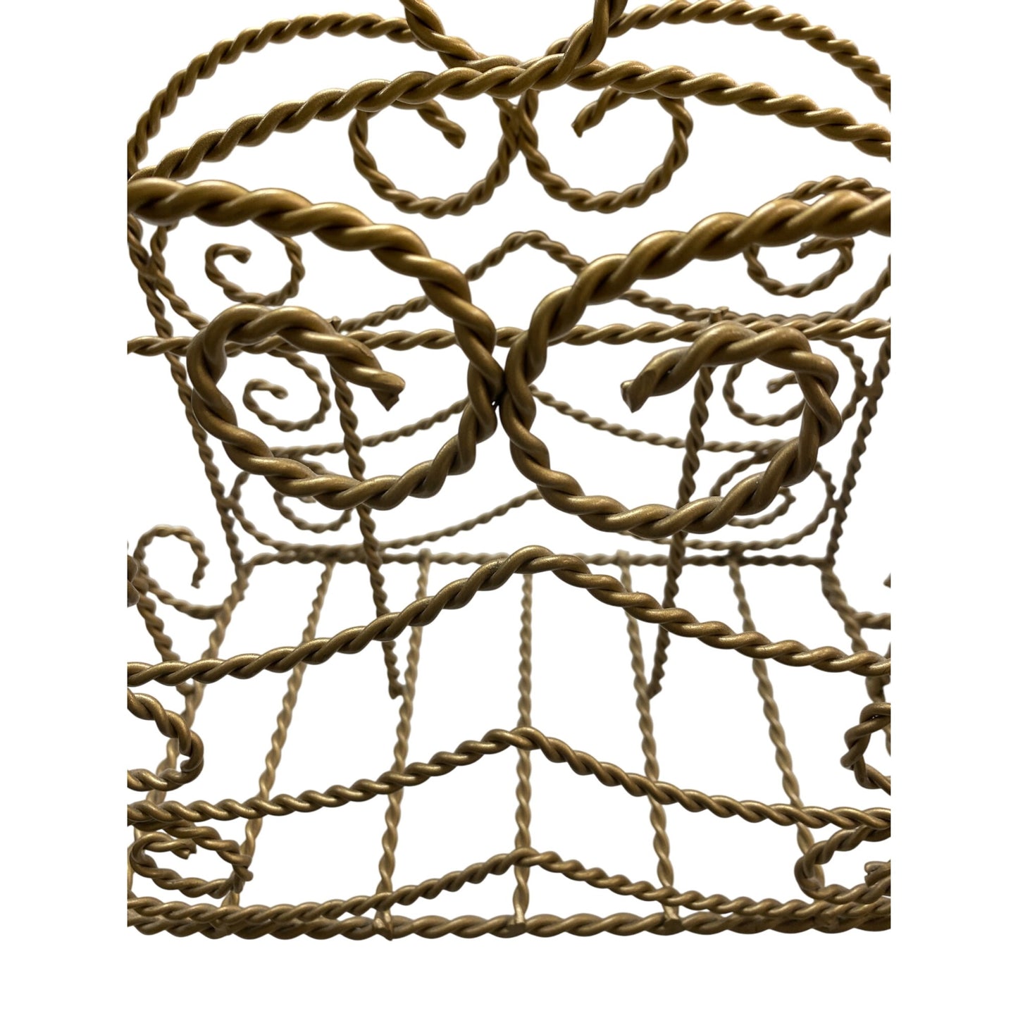 Vintage Gold Wrought Iron Magazine Rack