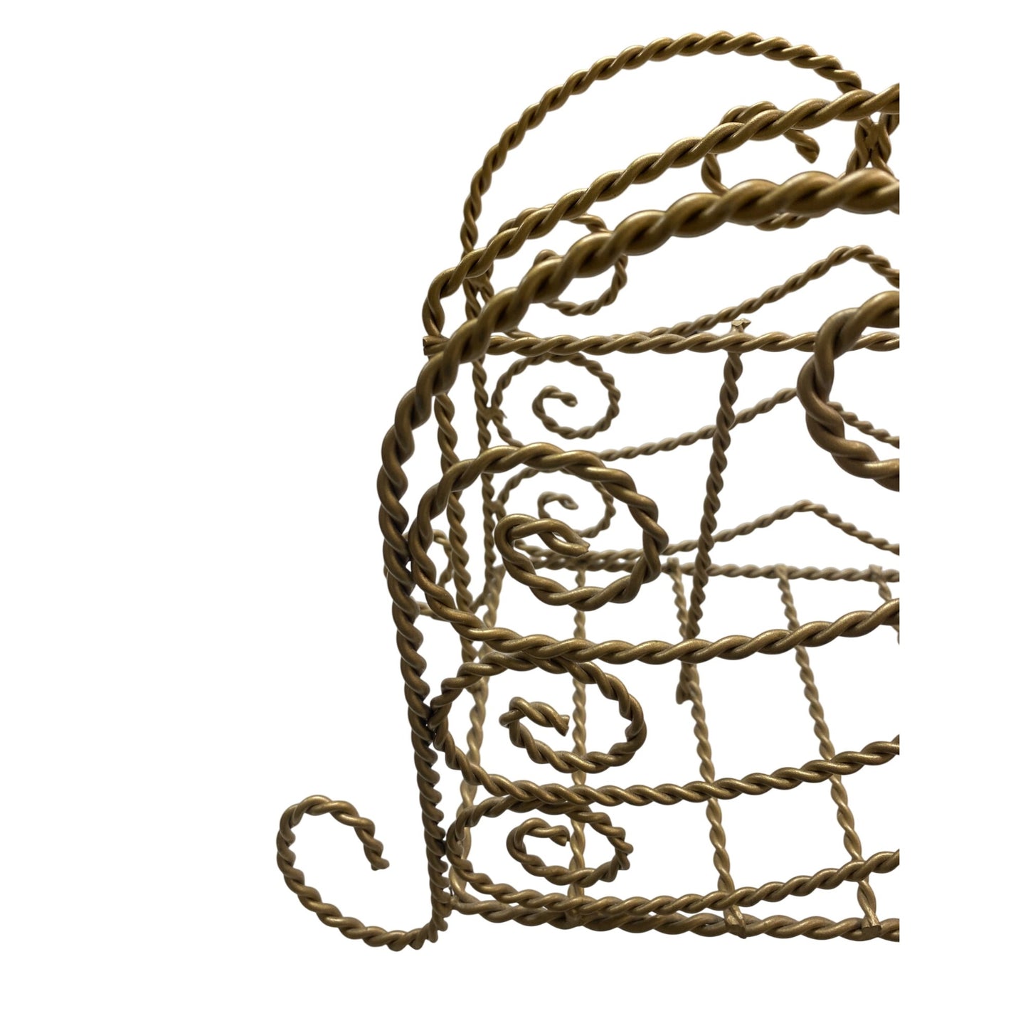 Vintage Gold Wrought Iron Magazine Rack