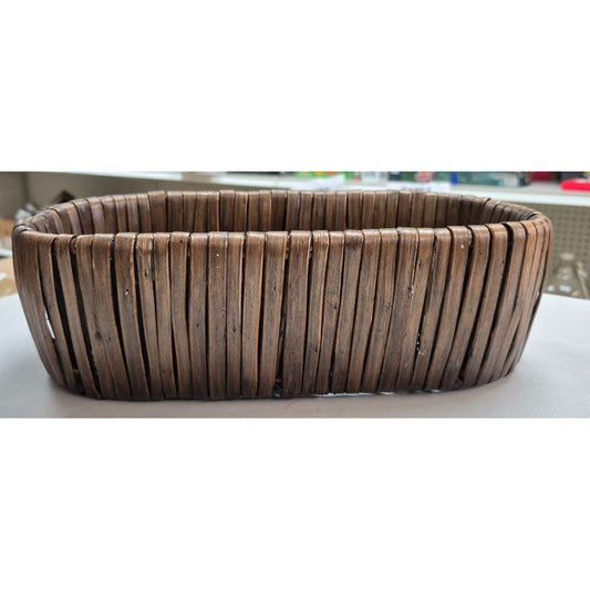 Vintage Oval Handwoven Wood Strip Basket 12"