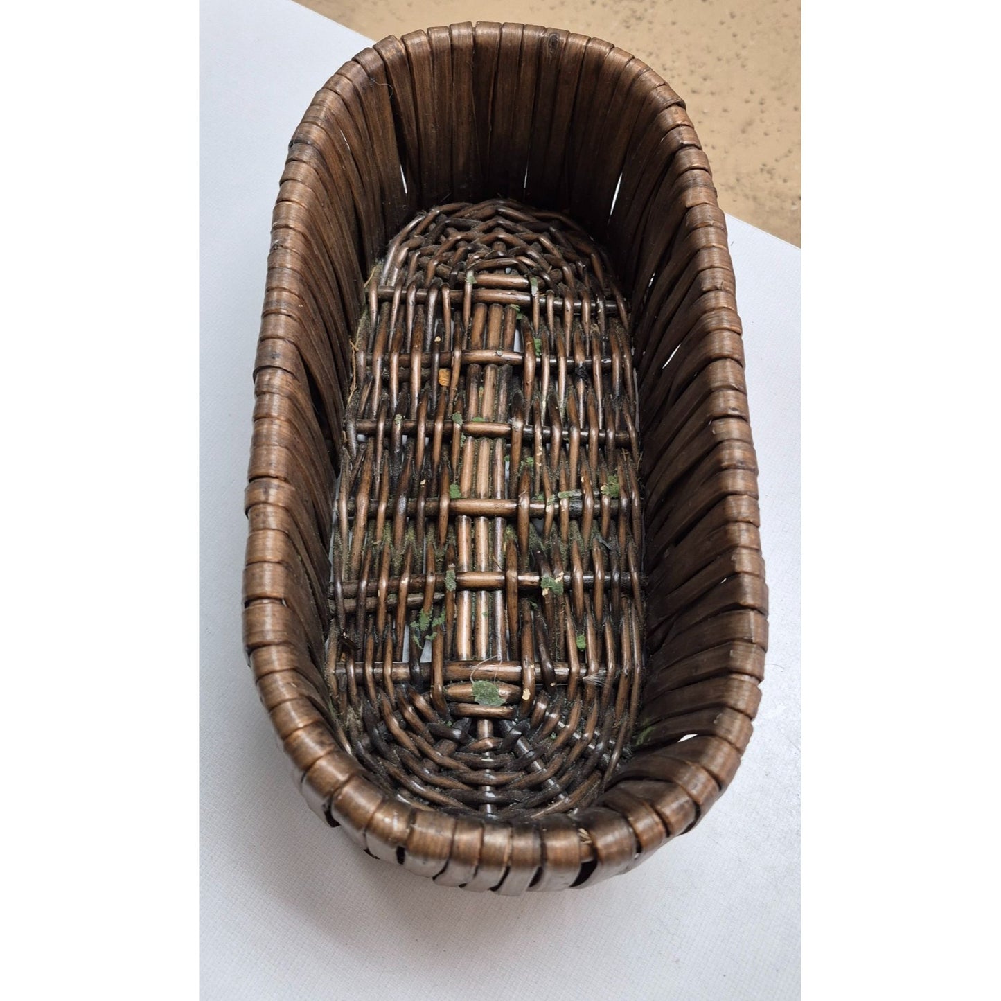 Vintage Oval Handwoven Wood Strip Basket 12"