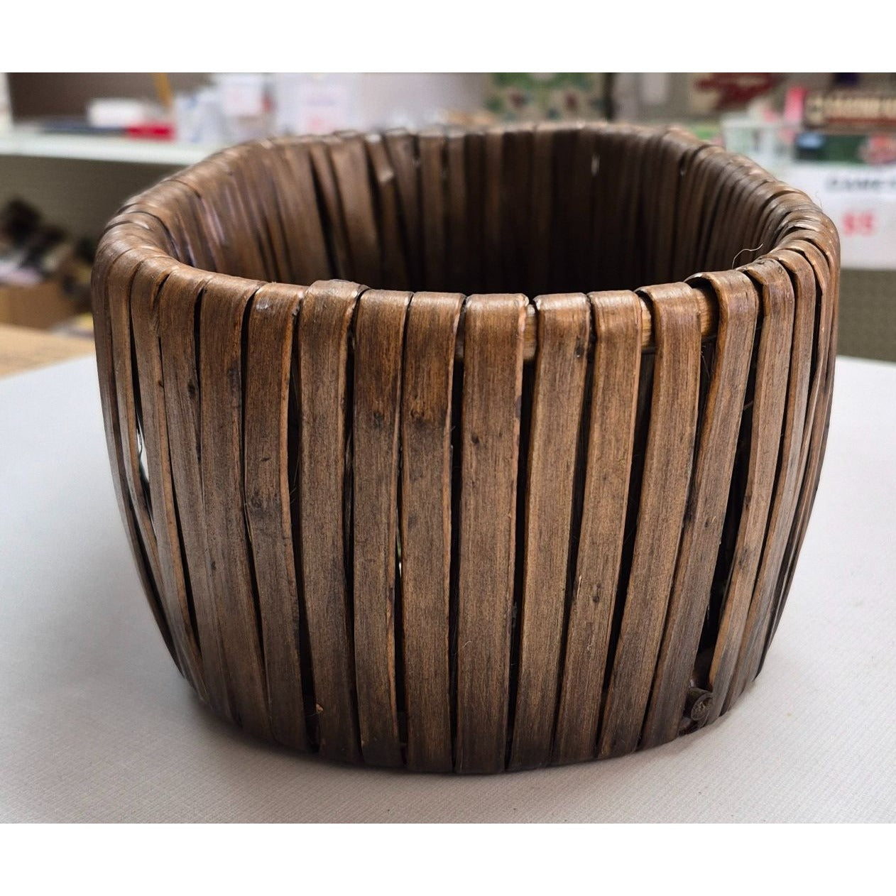 Vintage Oval Handwoven Wood Strip Basket 12"