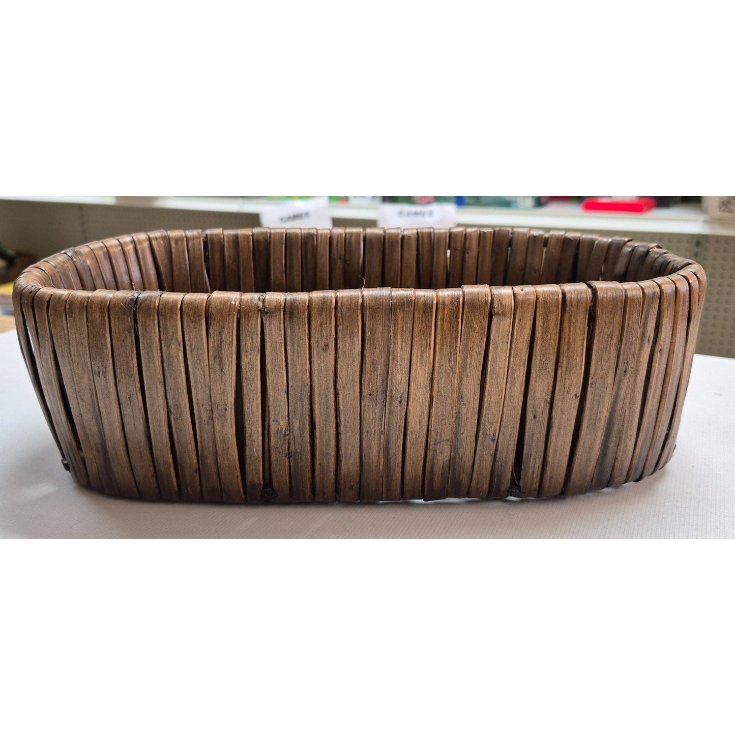 Vintage Oval Handwoven Wood Strip Basket 12"