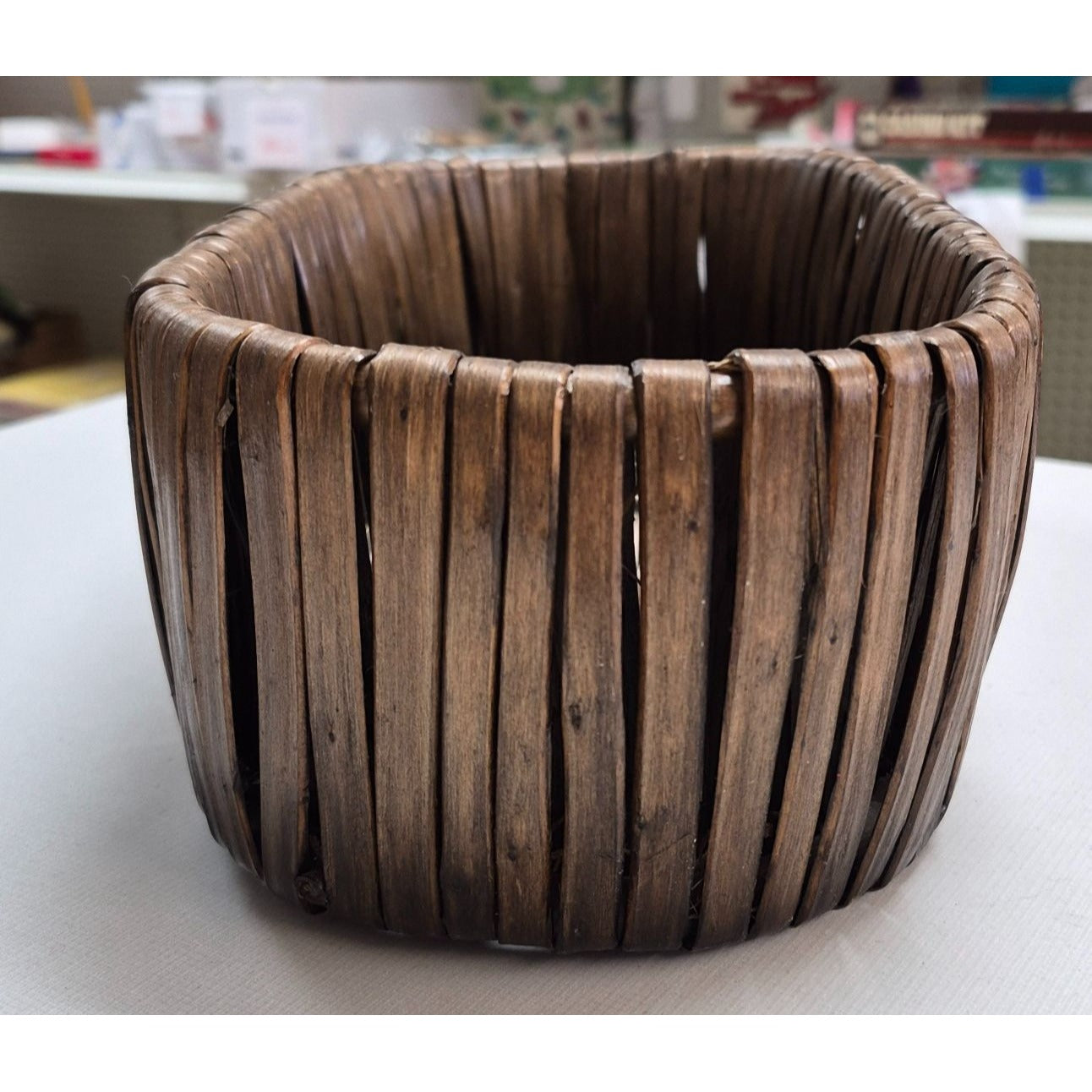 Vintage Oval Handwoven Wood Strip Basket 12"