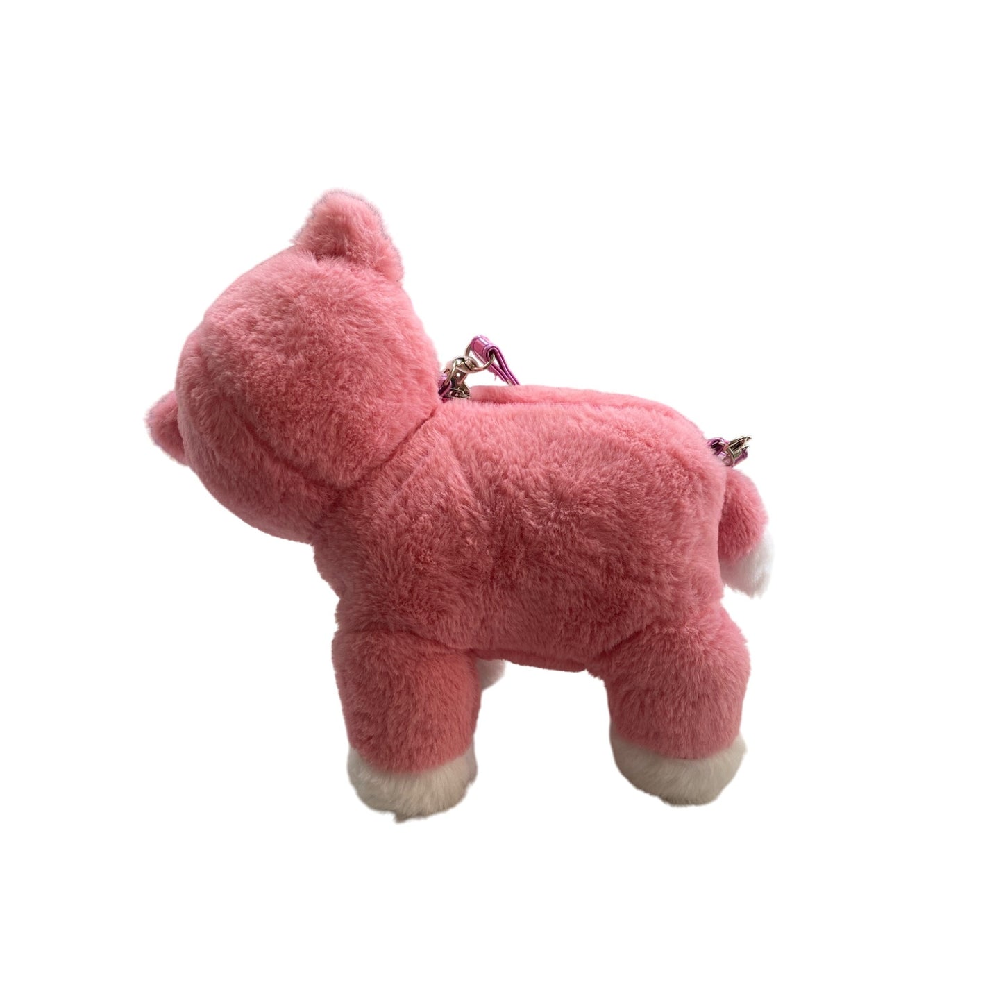 Pink Fox Plush Backpack With Glitter Bow & Adjustable Straps For Kids