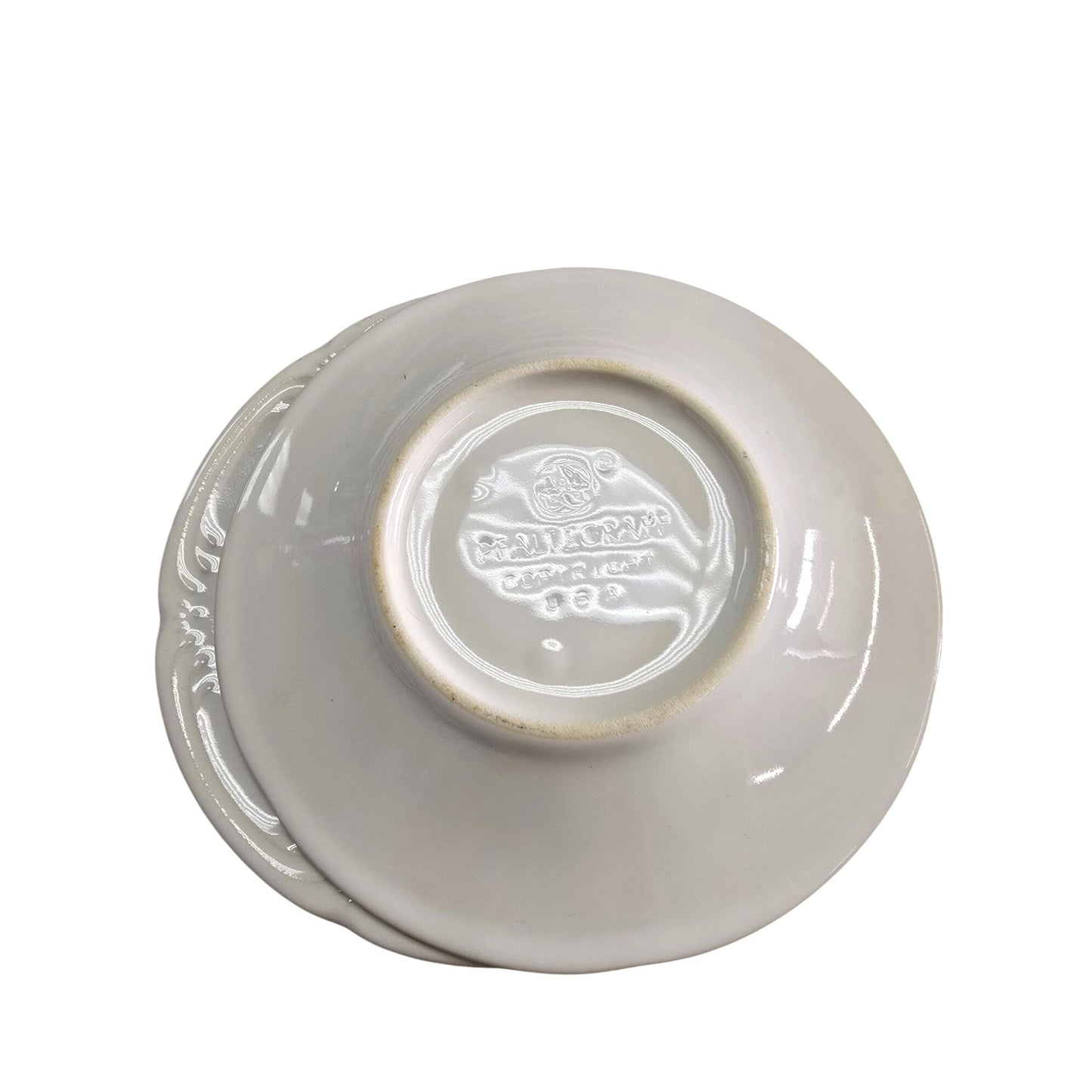 Pfaltzgraff White Saucers Embossed Design Vintage Style 6" Set 3