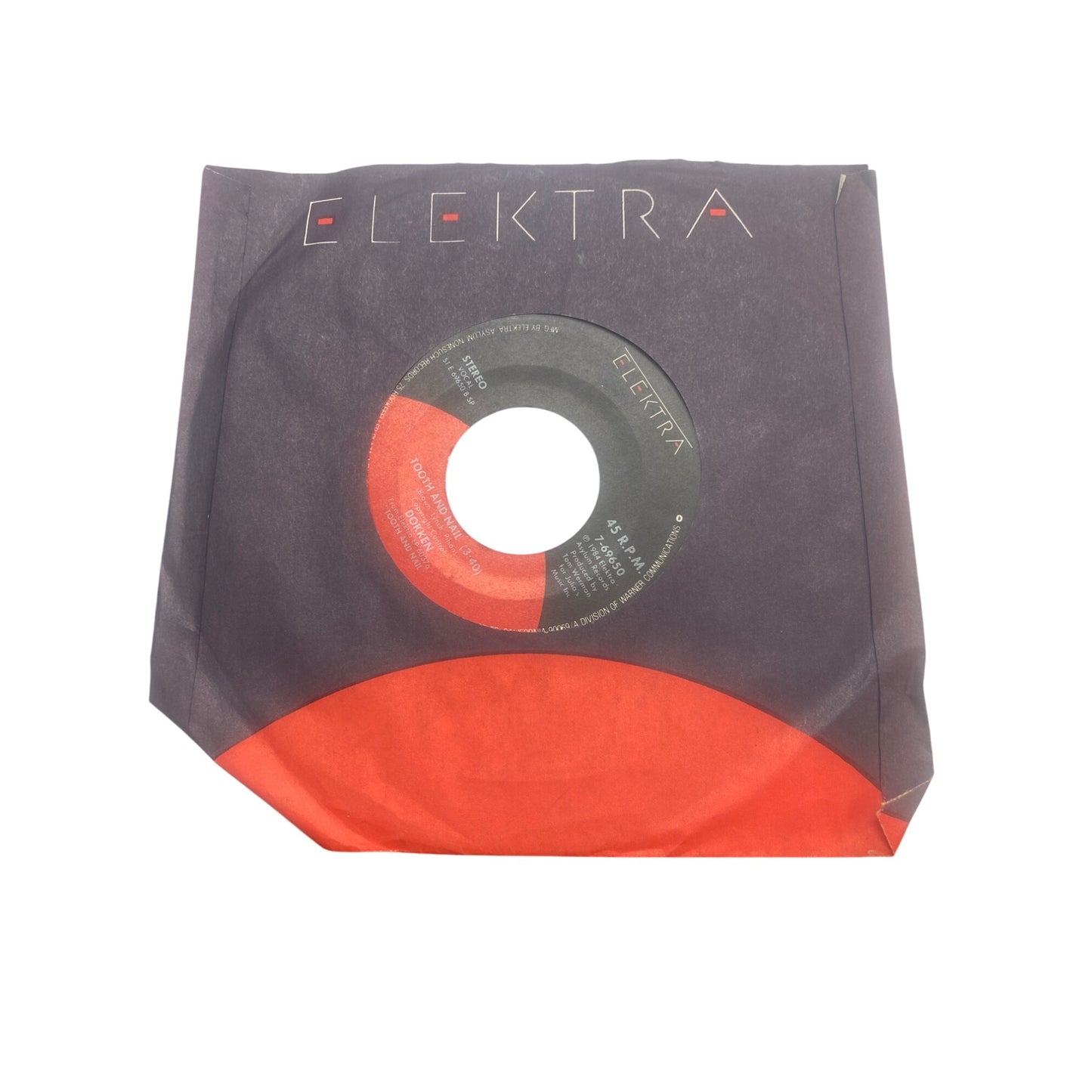 Elektra Records 45 RPM Vinyl Record: Alone Again By Dokken