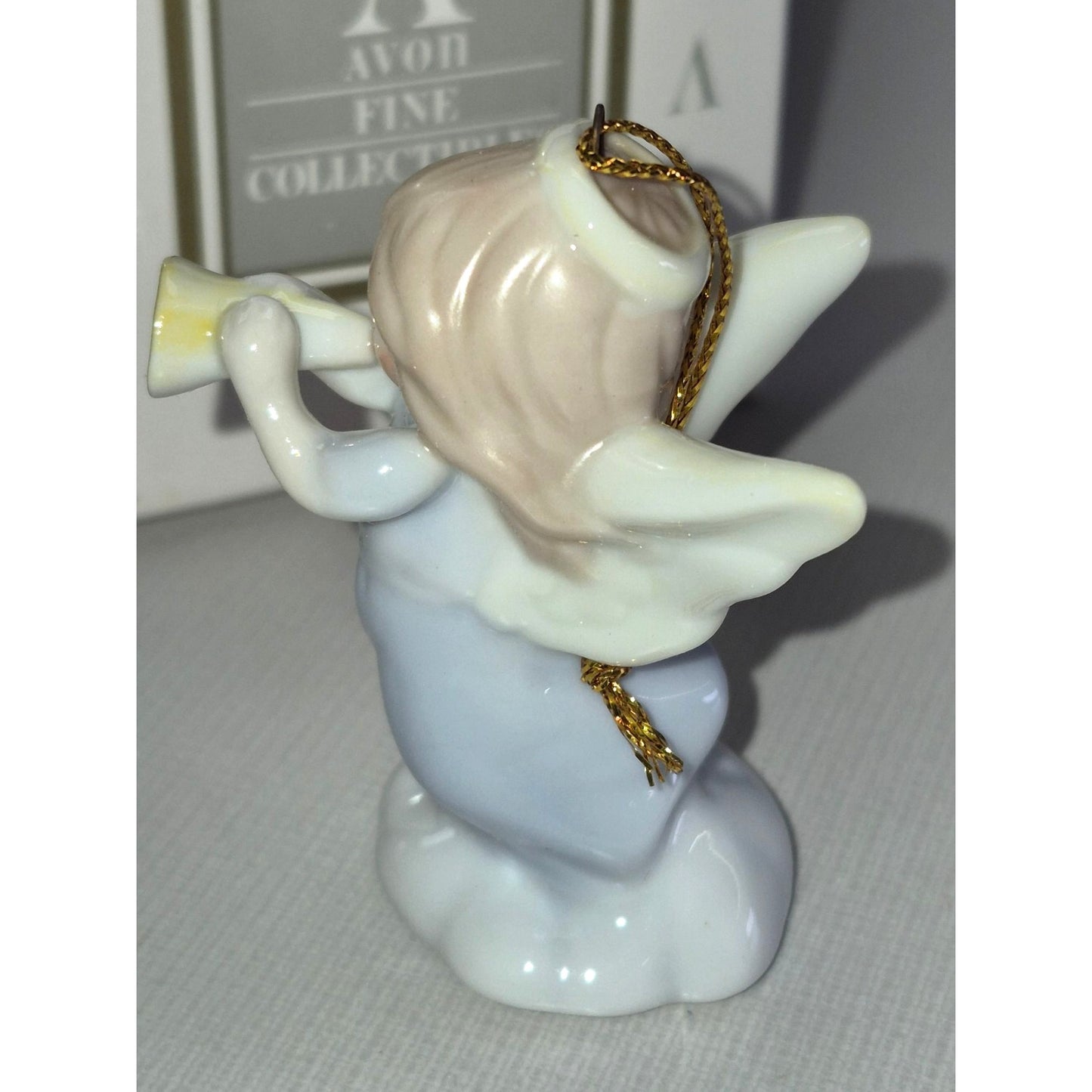 Avon Fine Collectibles 1996 Angel Ornament With Trumpet Porcelain Figurine