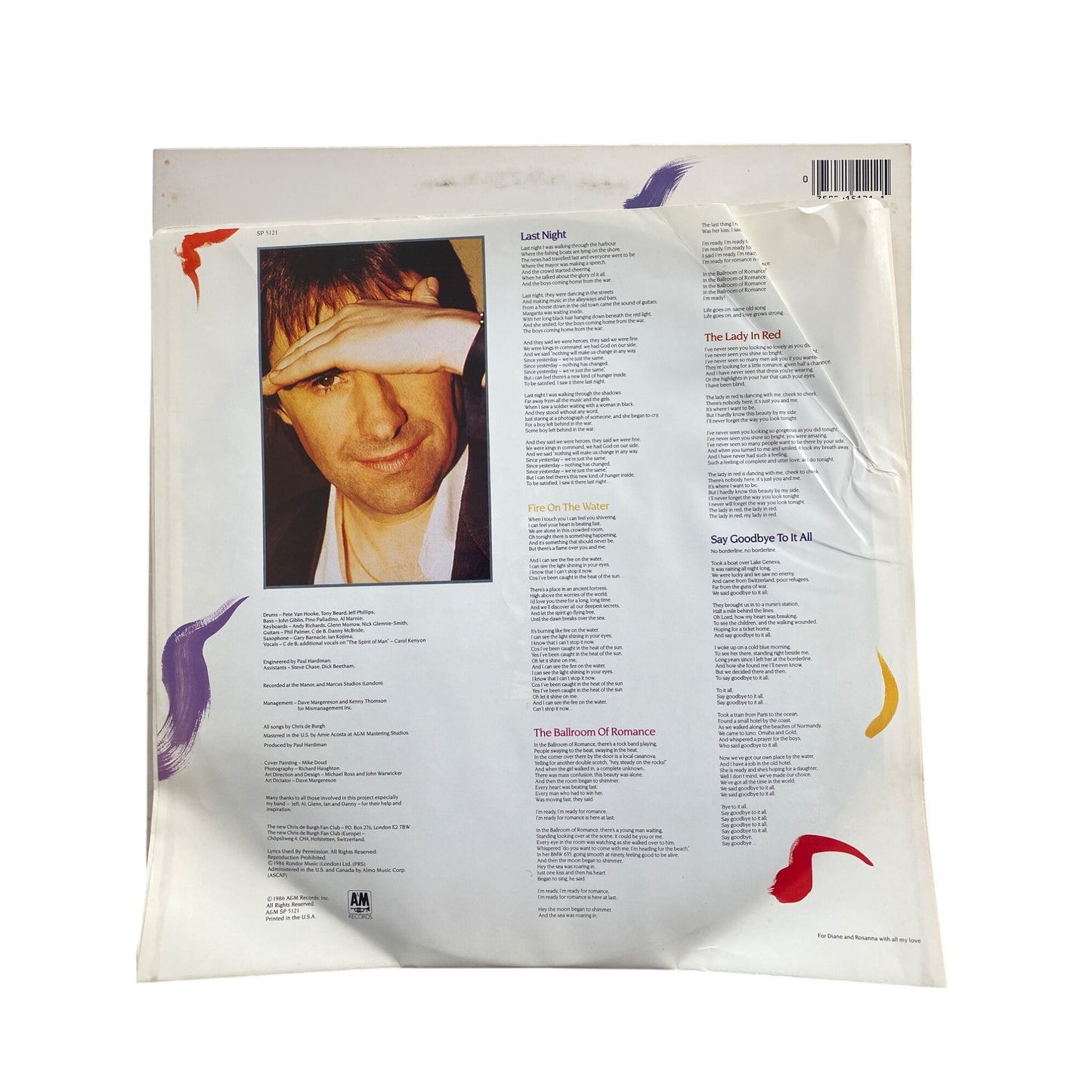 Chris De Burgh "Into The Light" Vinyl Record LP Album 1986 A&M Records