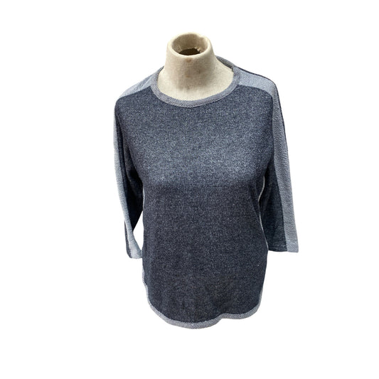 Cathy Daniels Womens Heather Gray & Light Gray Knit Sweater 3/4 Sleeve Relaxed Fit