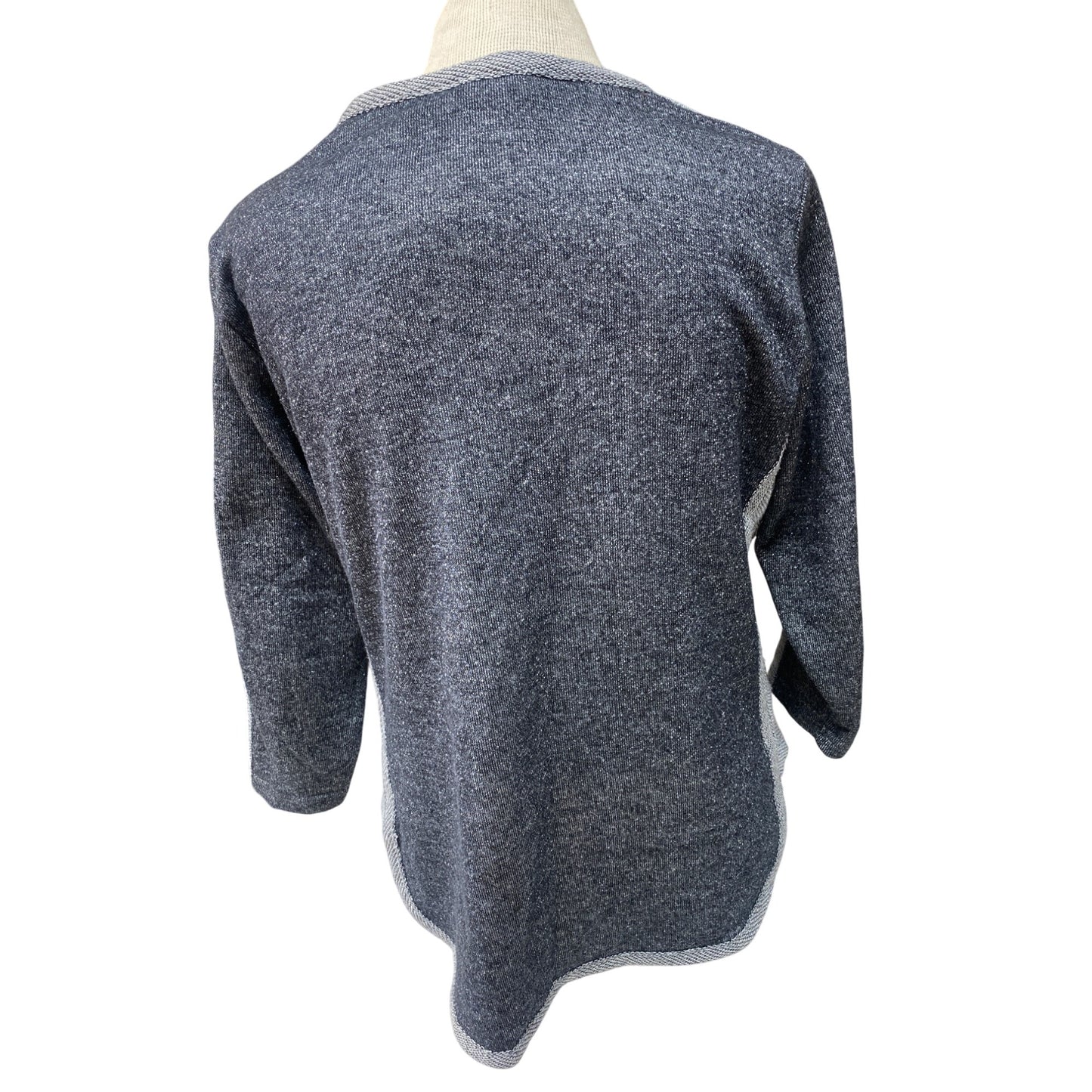 Cathy Daniels Womens Heather Gray & Light Gray Knit Sweater 3/4 Sleeve Relaxed Fit