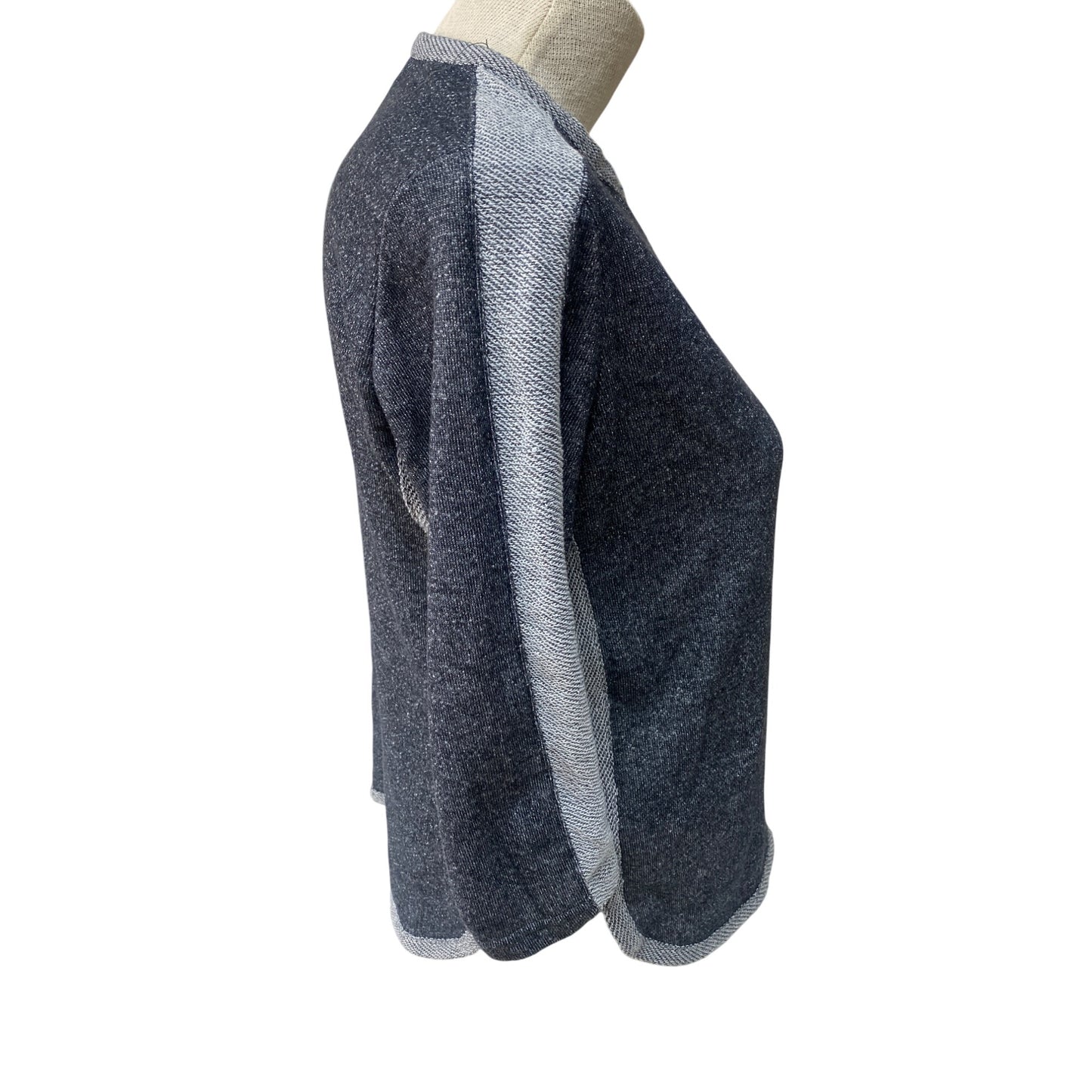 Cathy Daniels Womens Heather Gray & Light Gray Knit Sweater 3/4 Sleeve Relaxed Fit