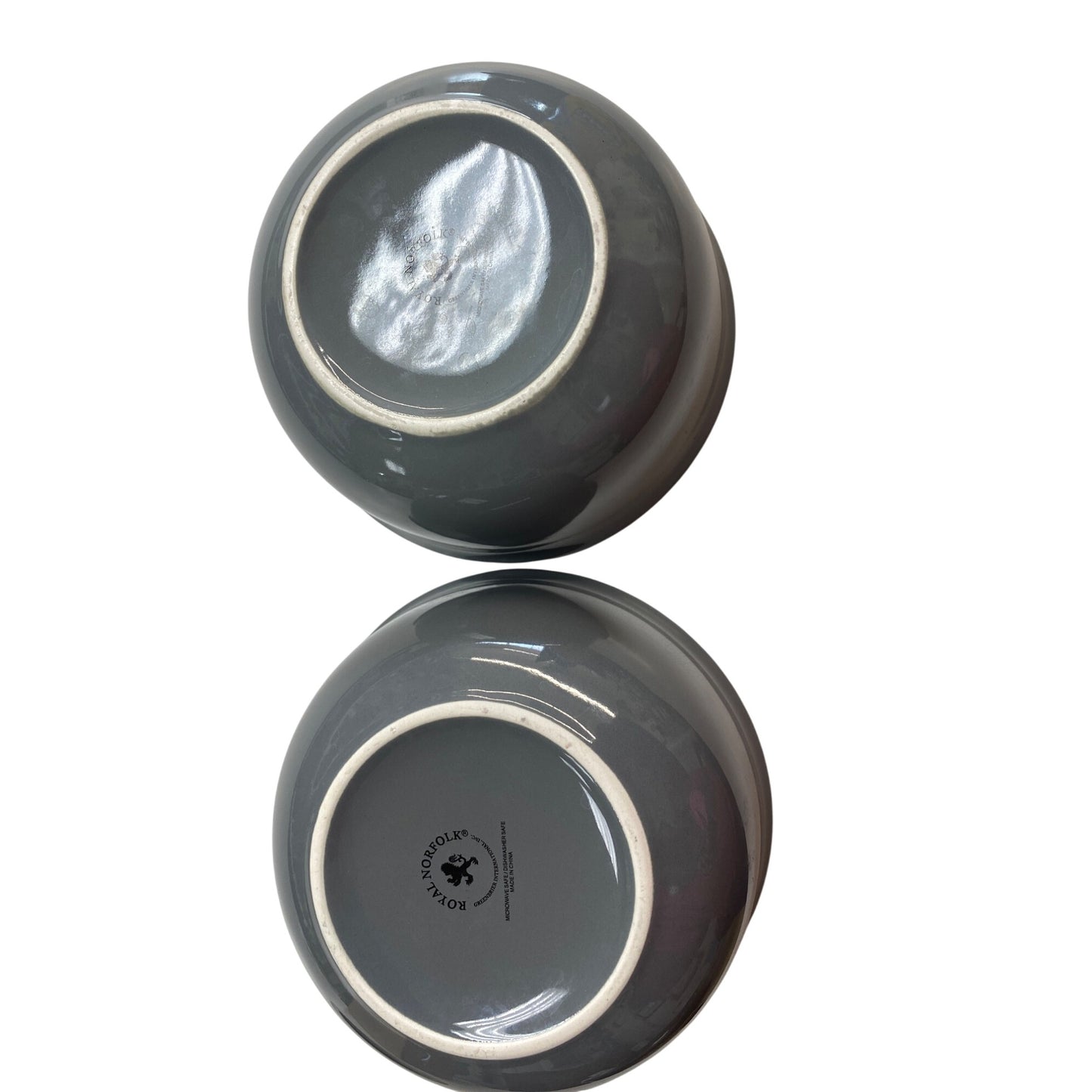 Royal Norfolk Set Of 2 Gray Ceramic Bowls