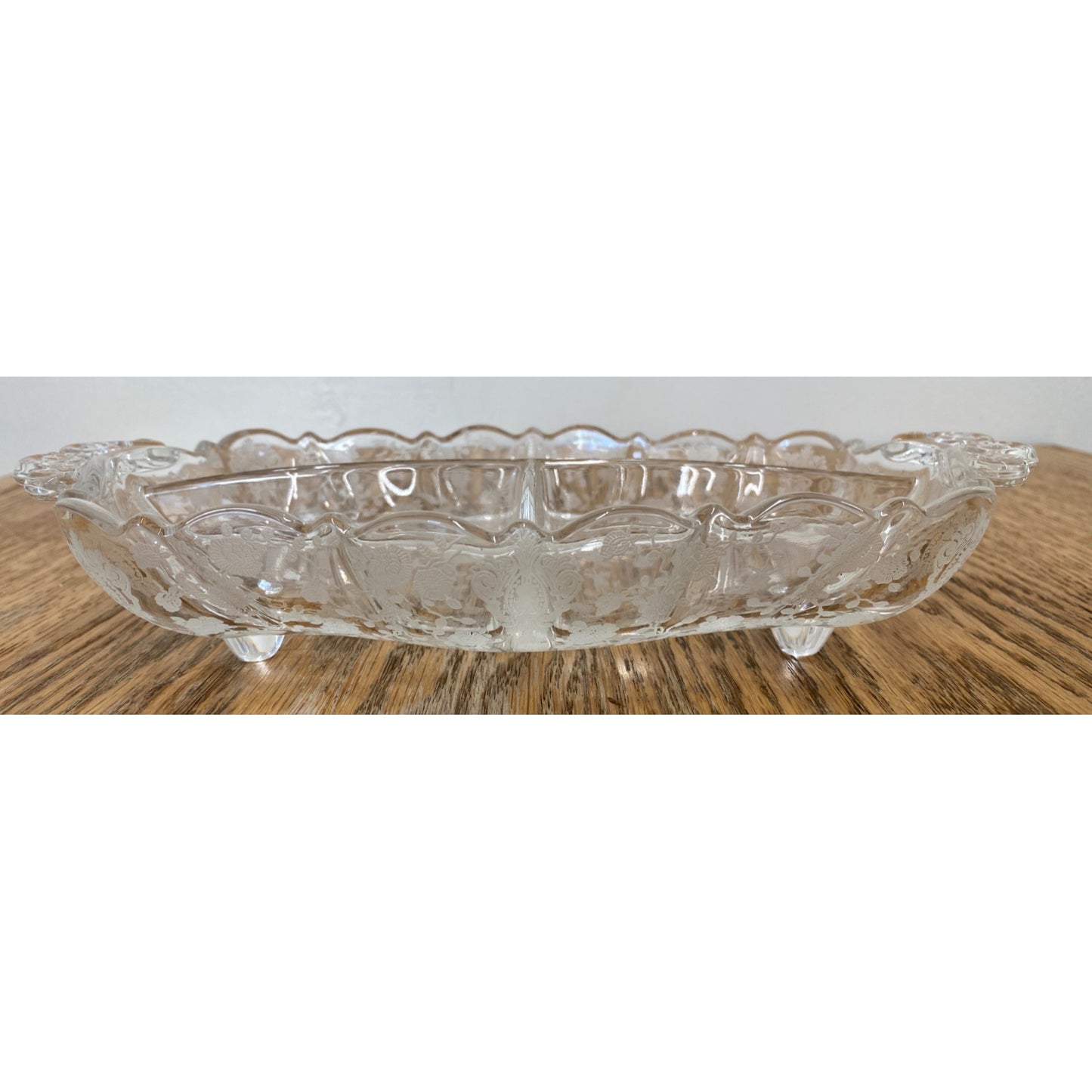 Vintage Footed Divided Dish Relish Floral Flower