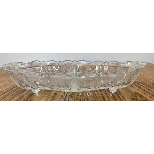 Vintage Footed Divided Dish Relish Floral Flower