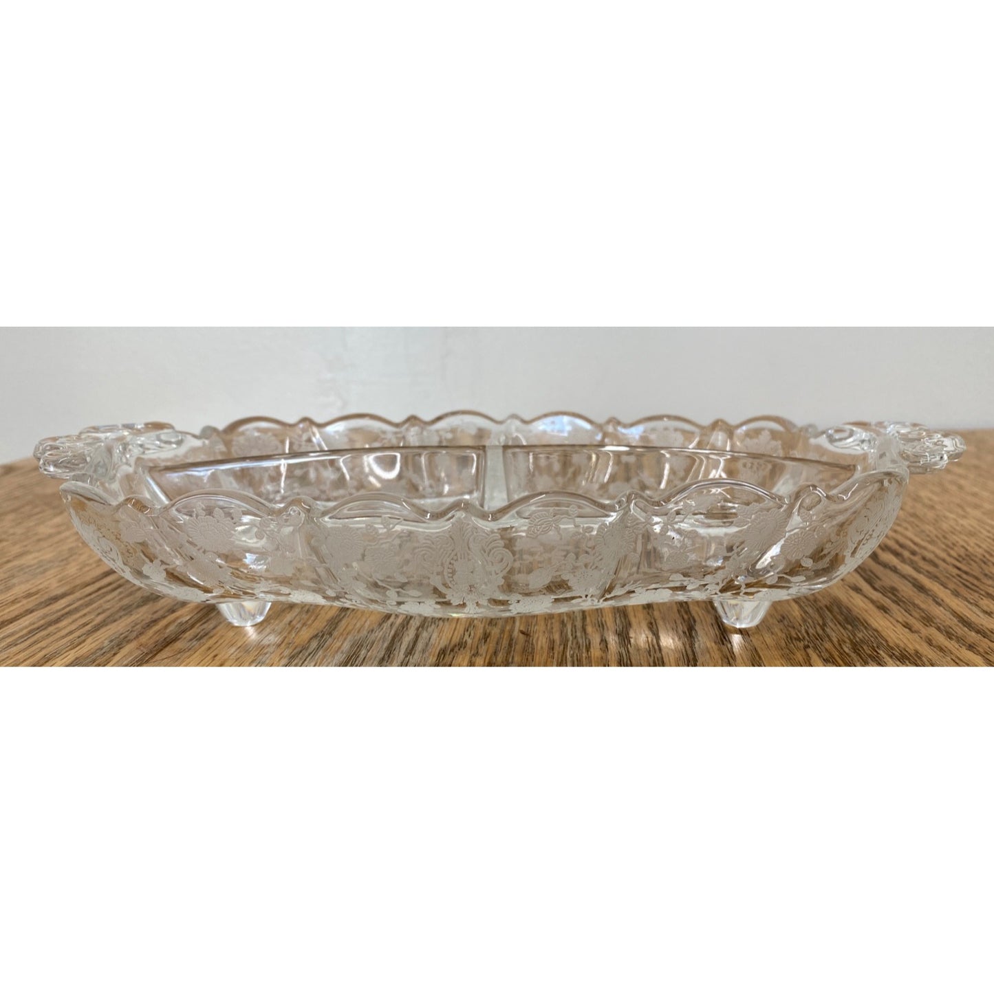 Vintage Footed Divided Dish Relish Floral Flower
