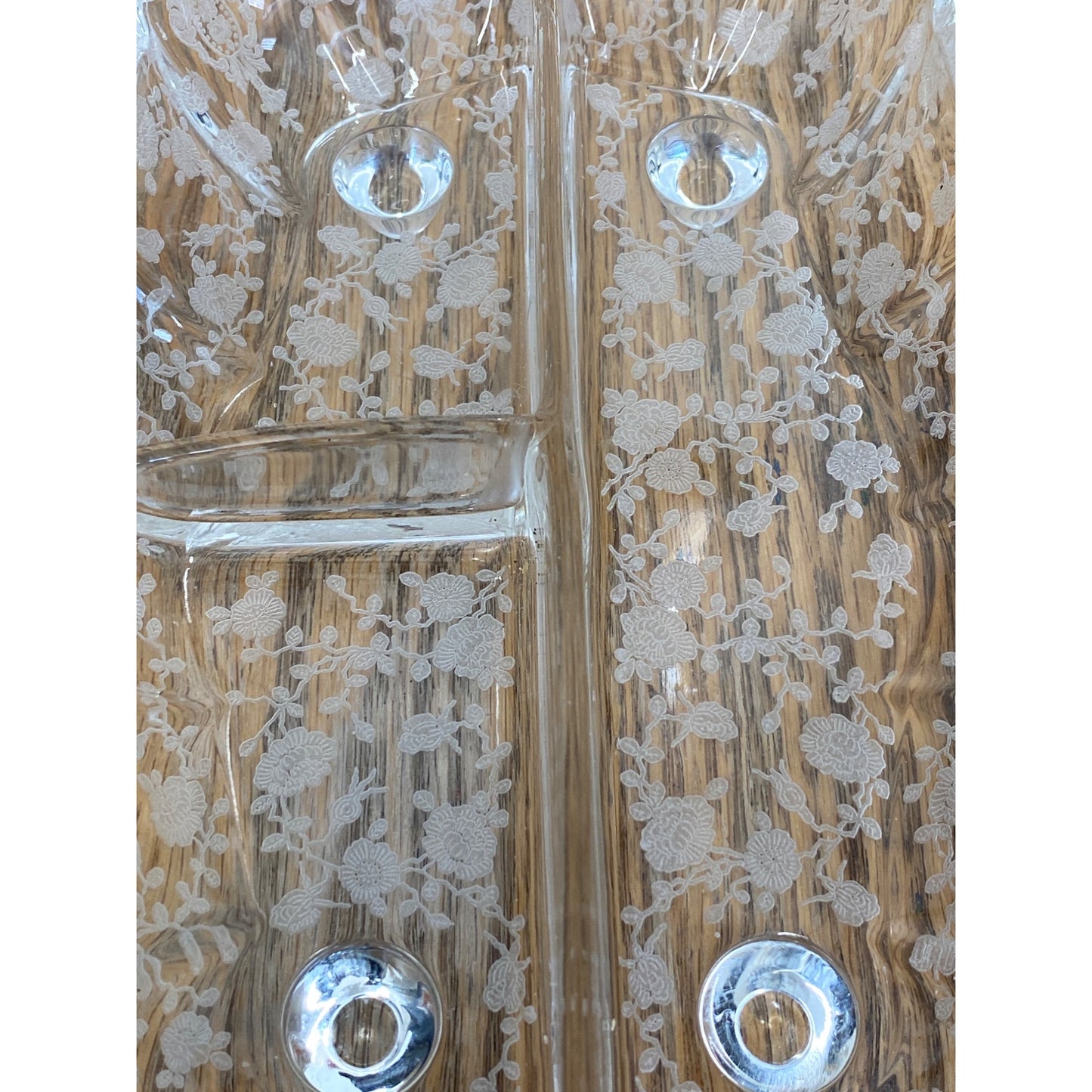 Vintage Footed Divided Dish Relish Floral Flower