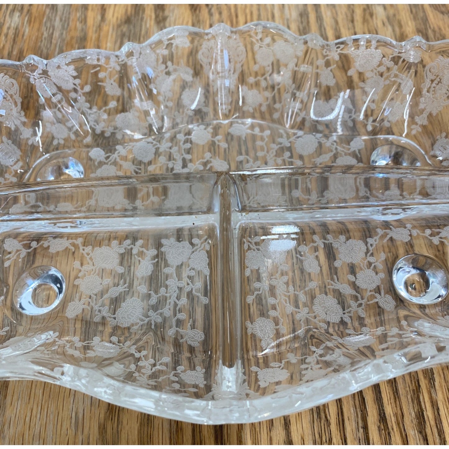 Vintage Footed Divided Dish Relish Floral Flower