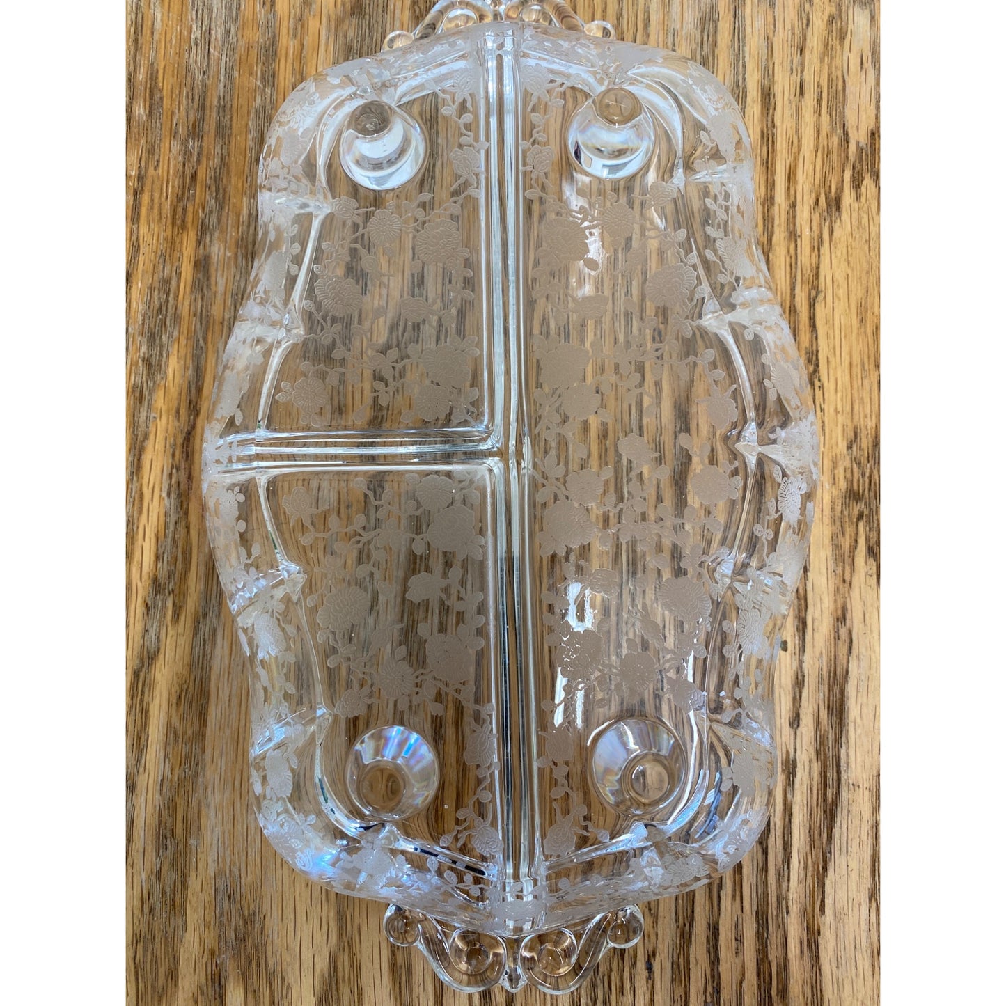 Vintage Footed Divided Dish Relish Floral Flower