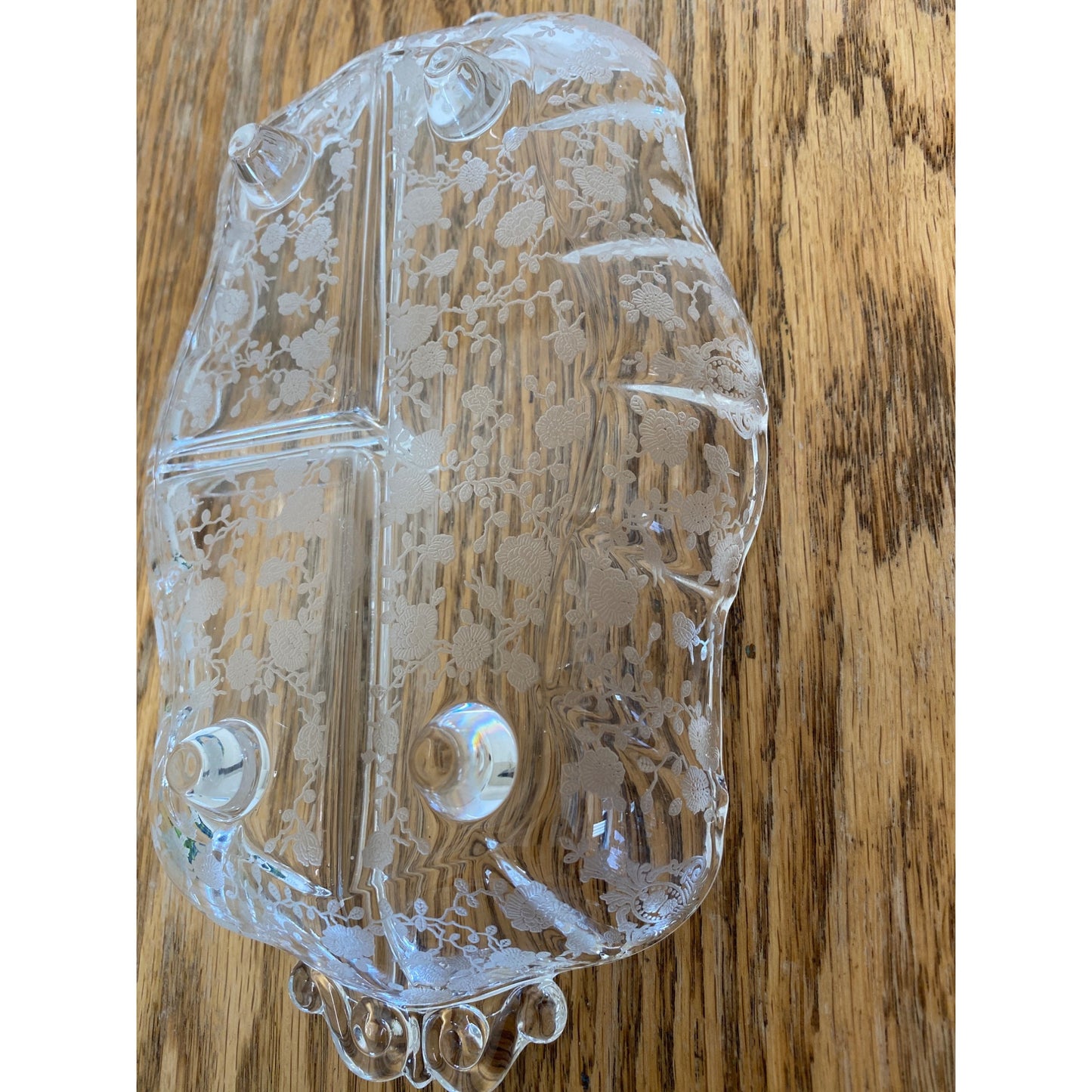 Vintage Footed Divided Dish Relish Floral Flower