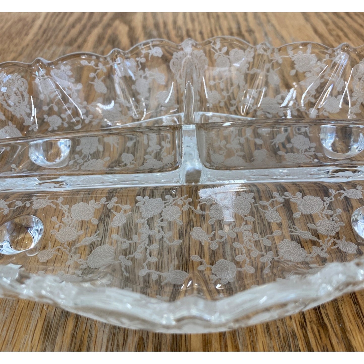 Vintage Footed Divided Dish Relish Floral Flower