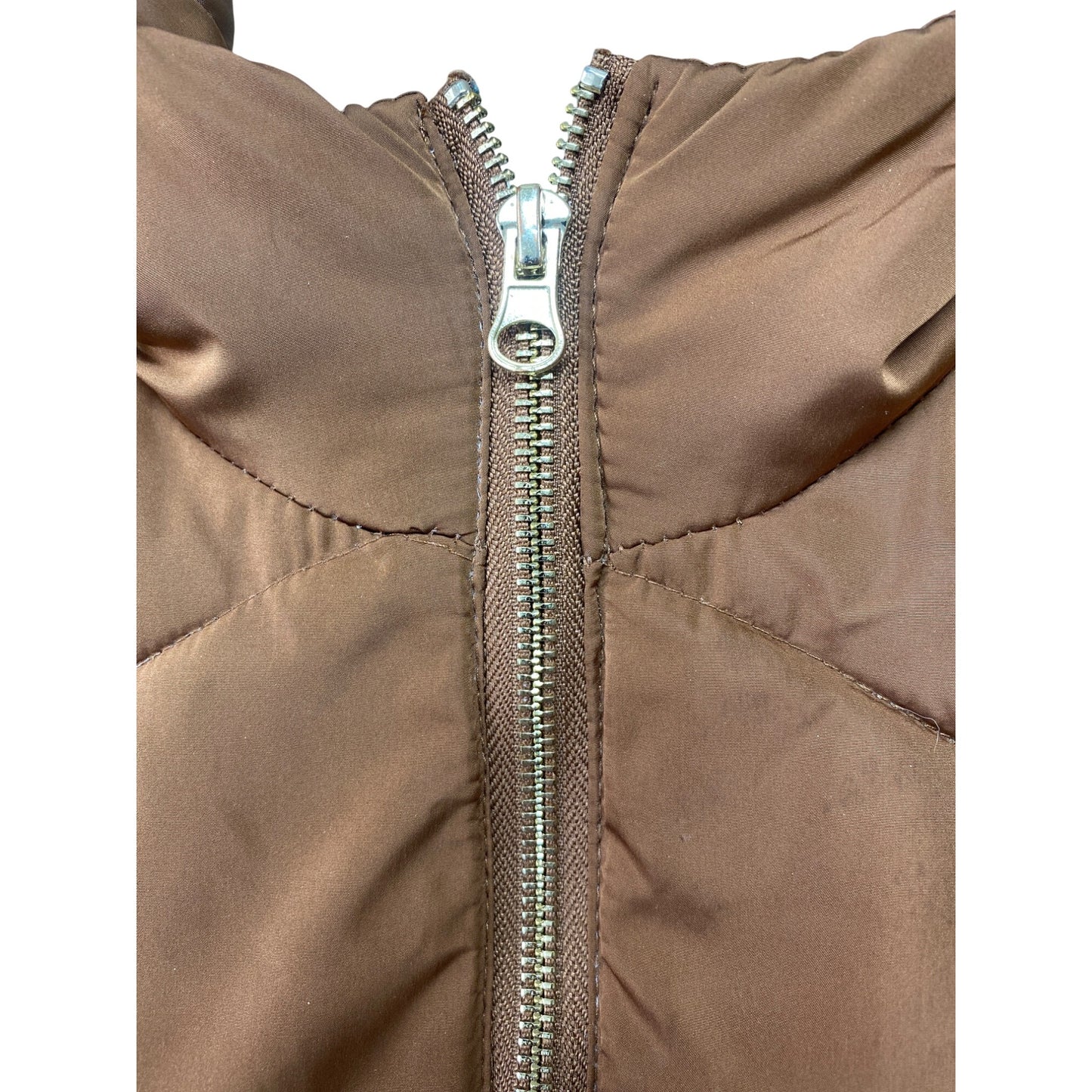 Maurices Womens XL Brown Quilted Puffer Jacket With Hood & Zip Closure