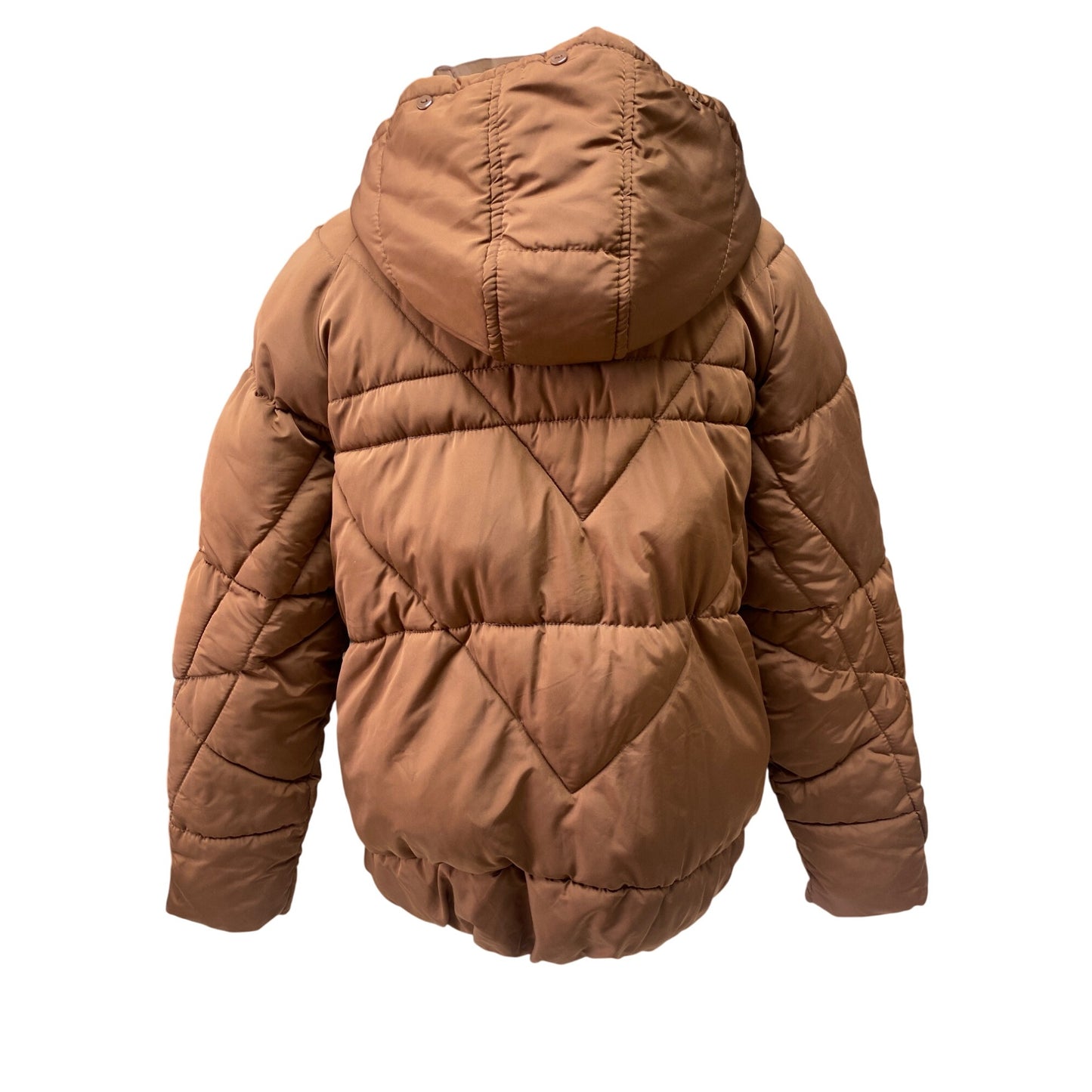 Maurices Womens XL Brown Quilted Puffer Jacket With Hood & Zip Closure