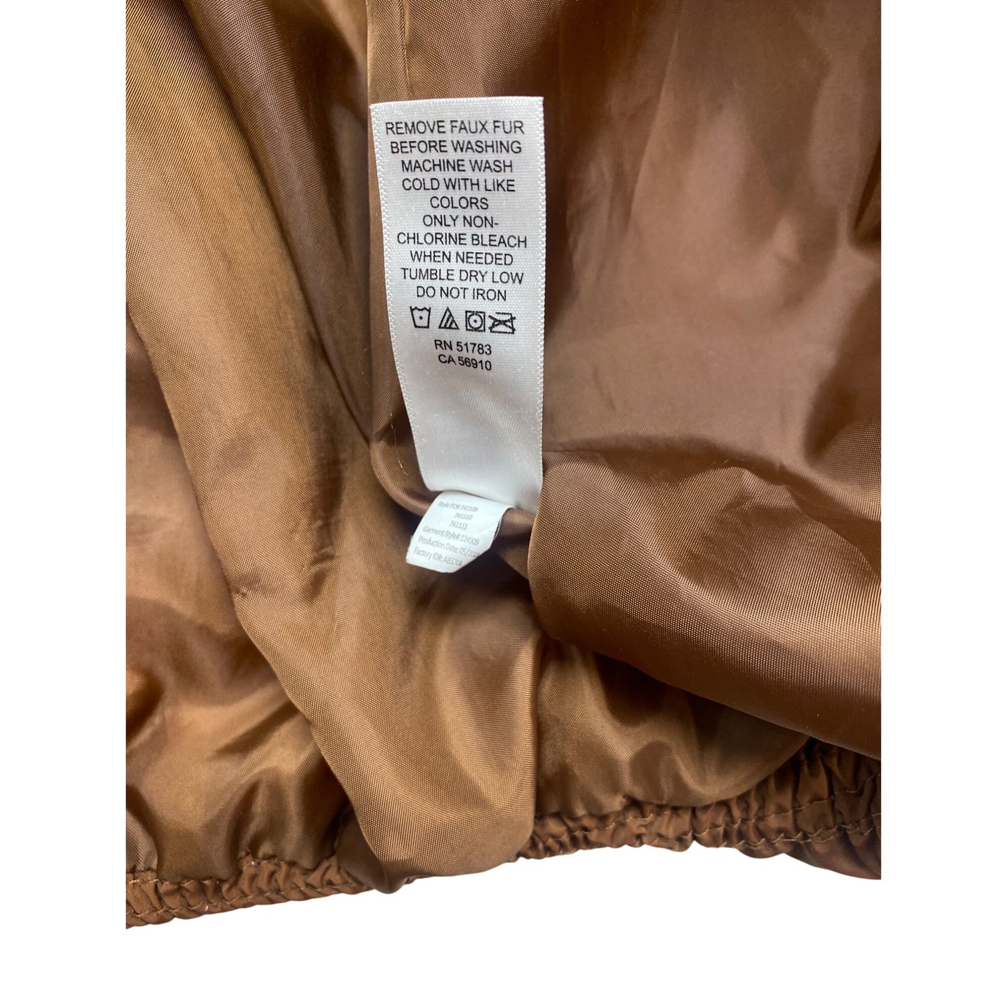 Maurices Womens XL Brown Quilted Puffer Jacket With Hood & Zip Closure