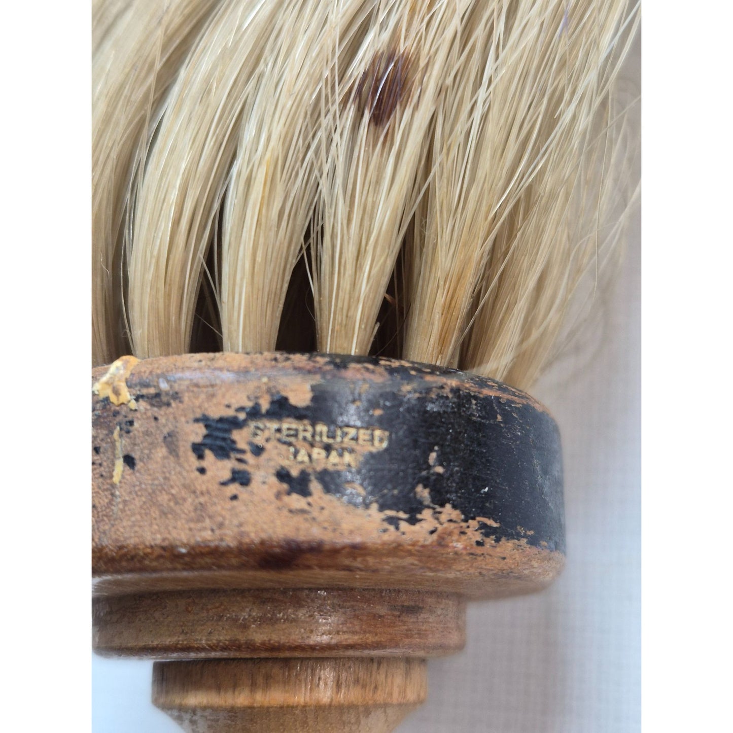 Antique Horsehair Barber Duster Neck Brush Shaving No 3 Wood Handle Grooming