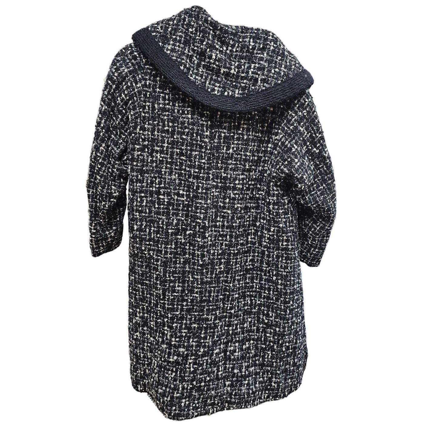 Joseph Stein Original Womens Tweed Coat With Knit Collar Small / Med