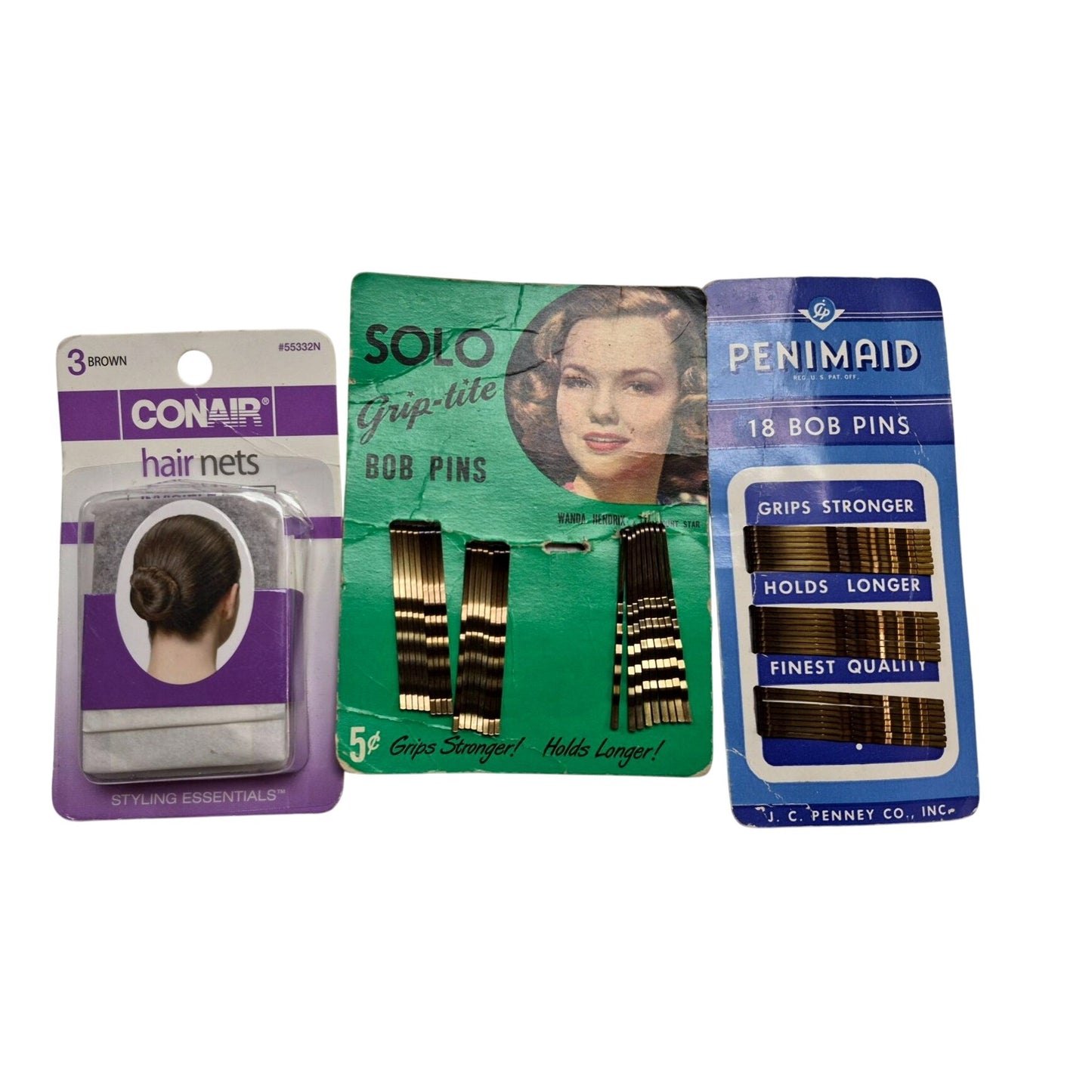 Vintage Conair Hair Nets & Solo Grip-Tite Bob Pins Set