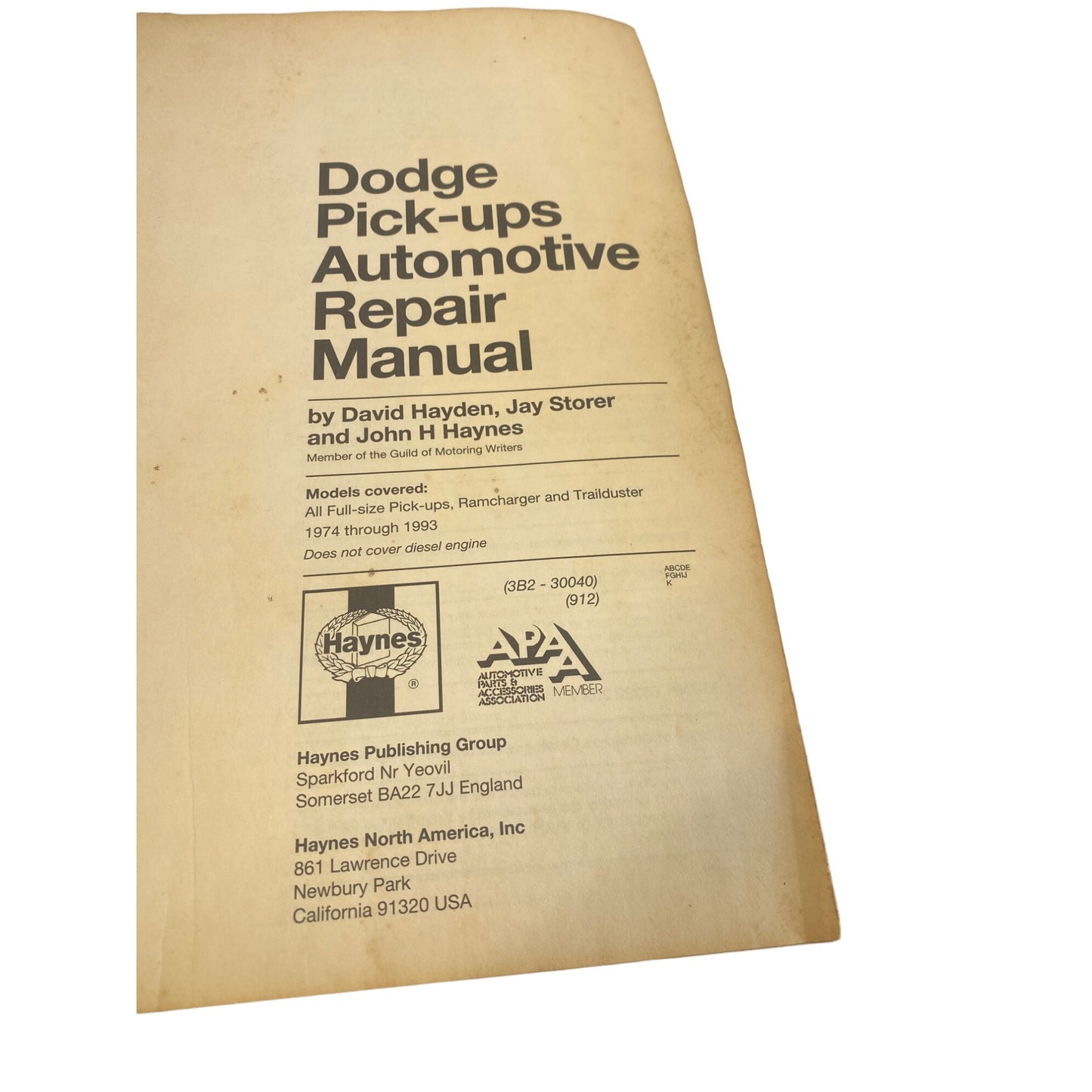 Dodge Pick-Ups Automotive Repair Manual 1974-1993 Haynes 30040