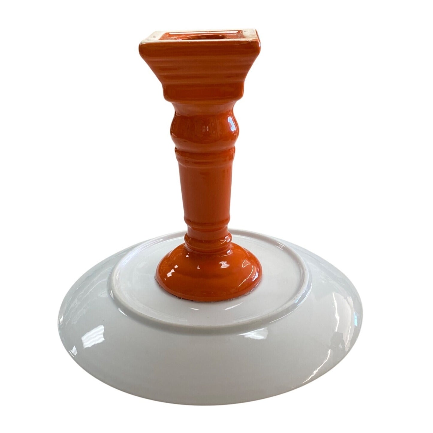 Ceramic Orange & White Pedestal Cake Stand 10.5" Diameter