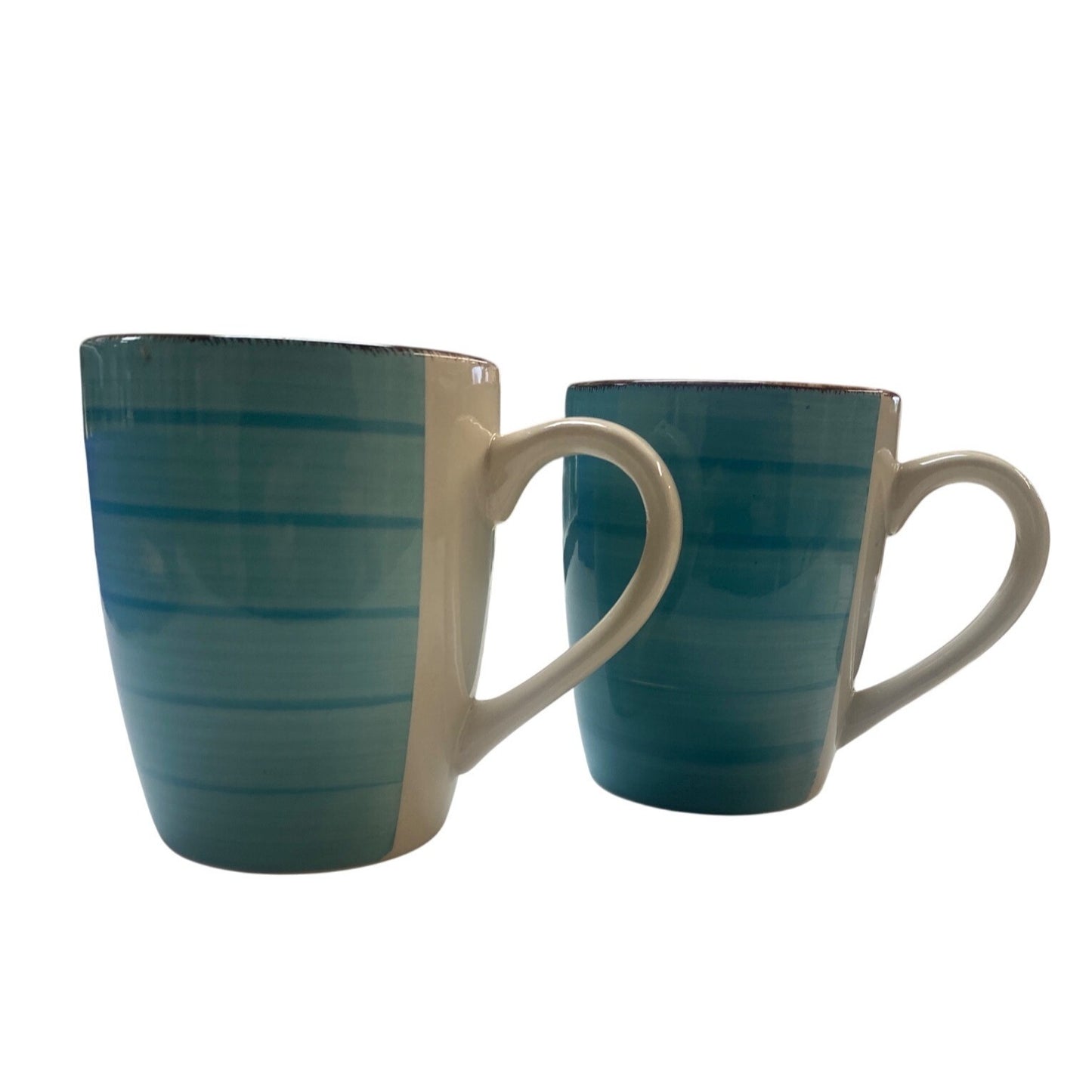 Turquoise & Cream Stoneware Mugs