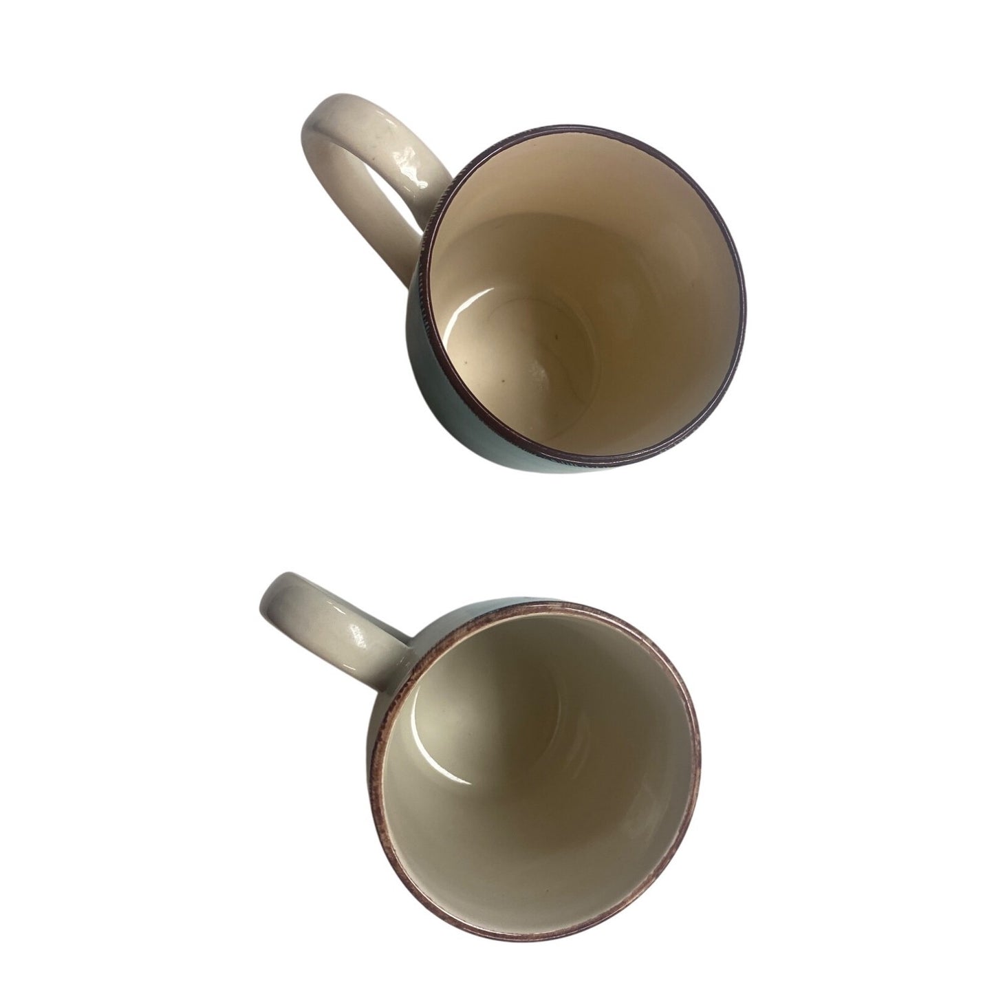 Turquoise & Cream Stoneware Mugs