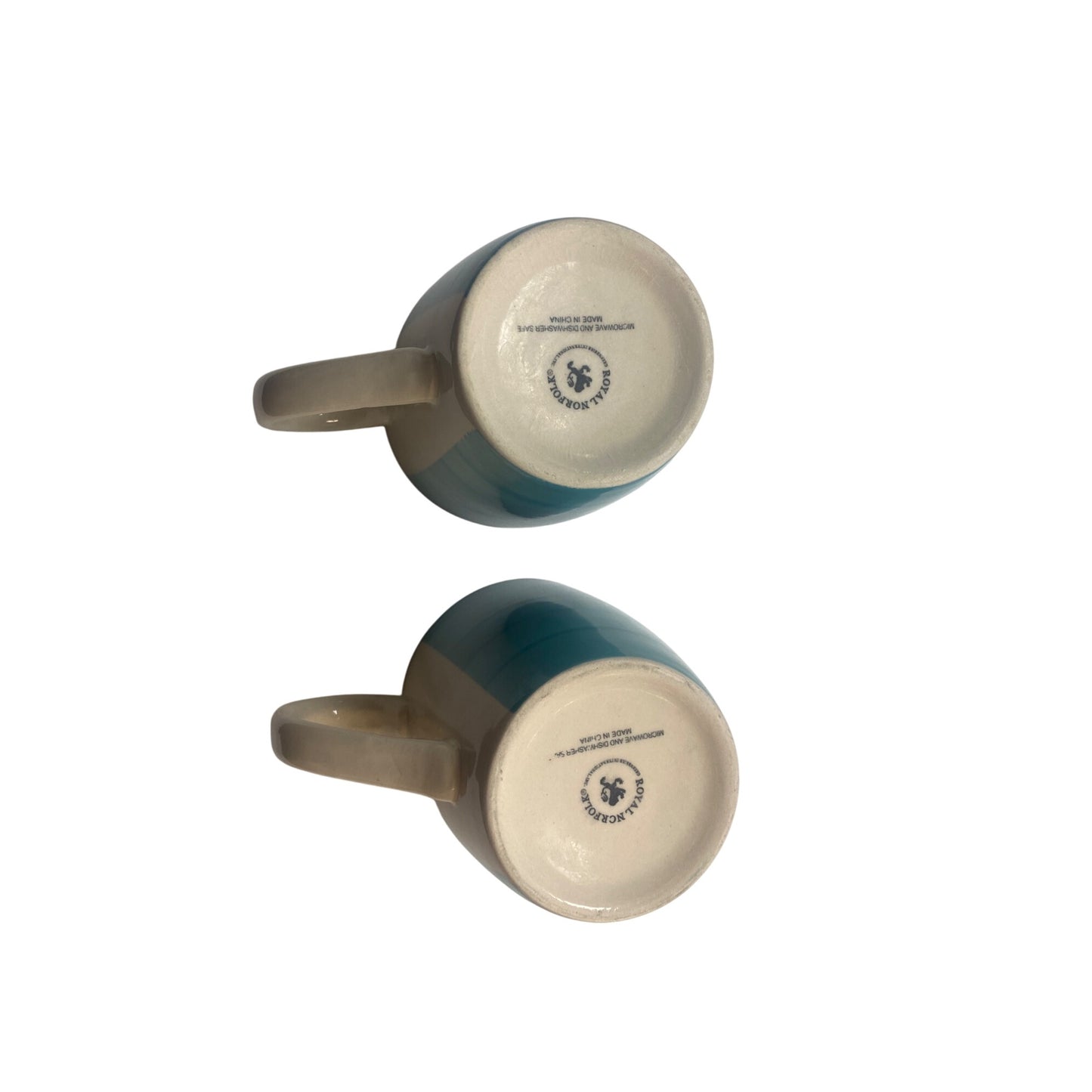 Turquoise & Cream Stoneware Mugs