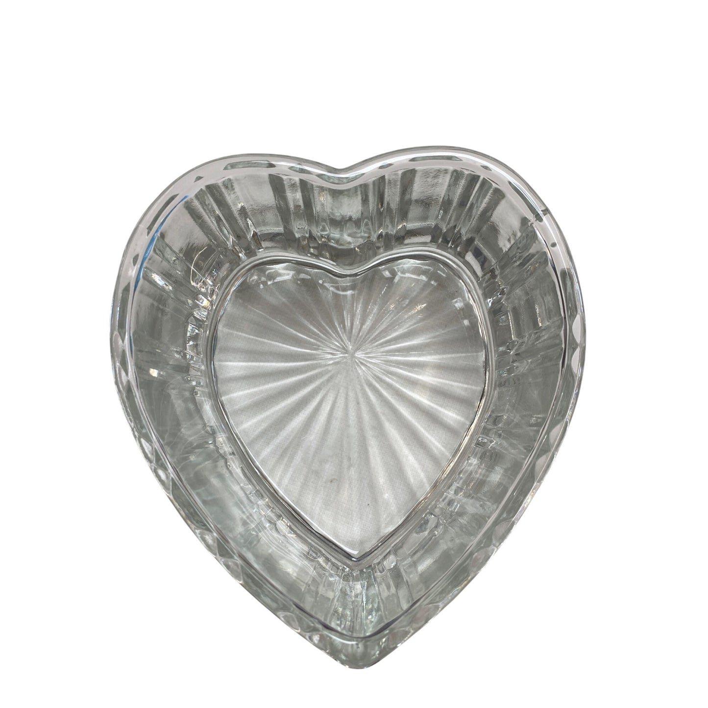 Heart-Shaped Clear Glass Candy Dish With Ribbed Design
