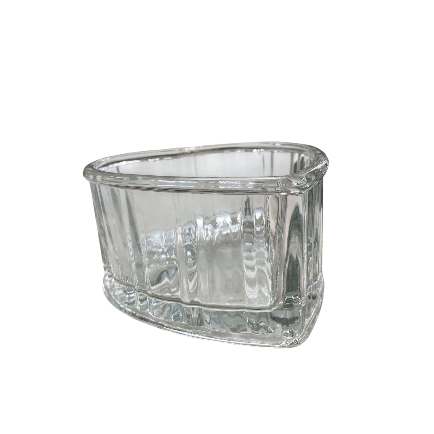 Heart-Shaped Clear Glass Candy Dish With Ribbed Design