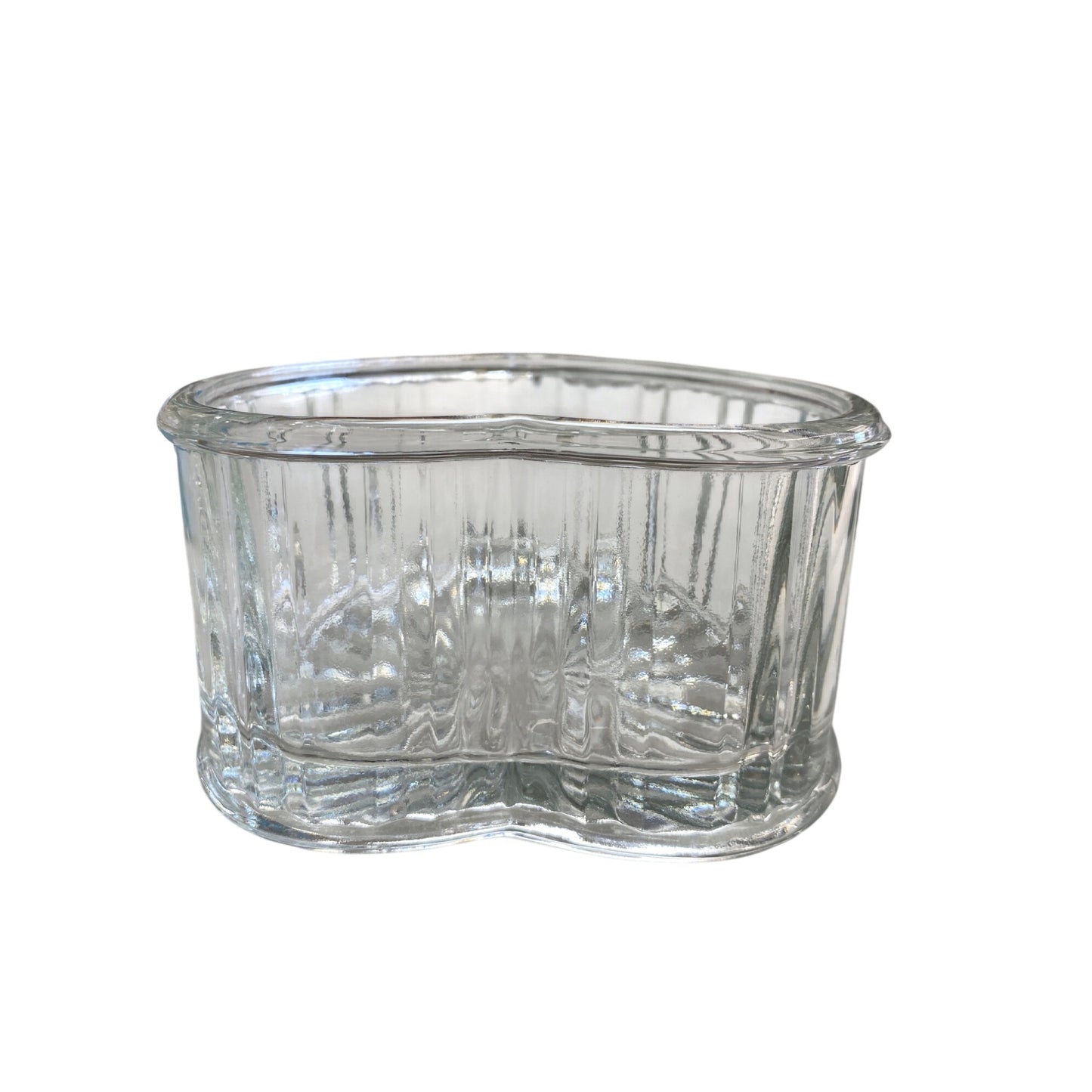 Heart-Shaped Clear Glass Candy Dish With Ribbed Design