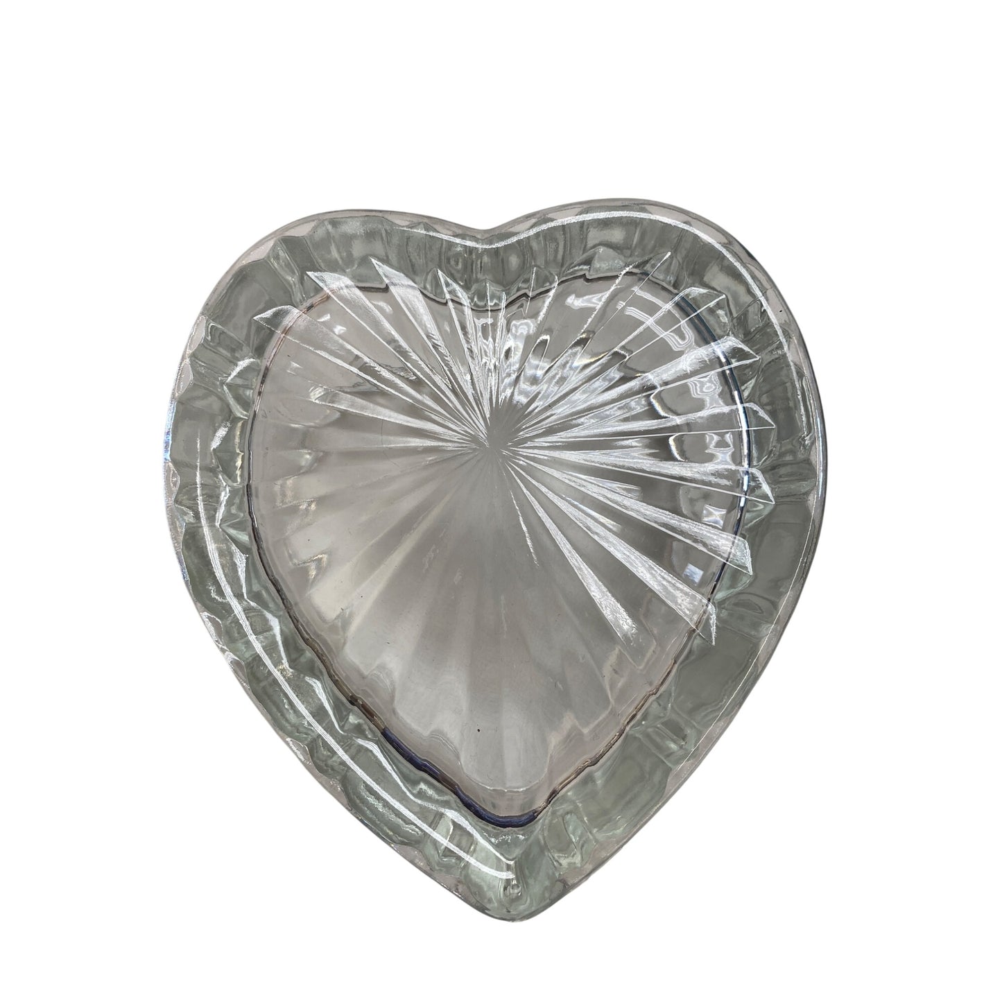 Heart-Shaped Clear Glass Candy Dish With Ribbed Design