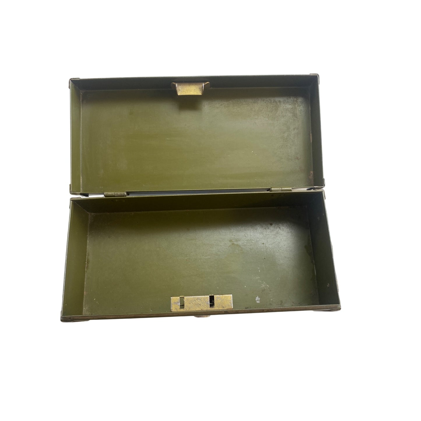 Vintage Green Bankers Metal Lockbox With Handle