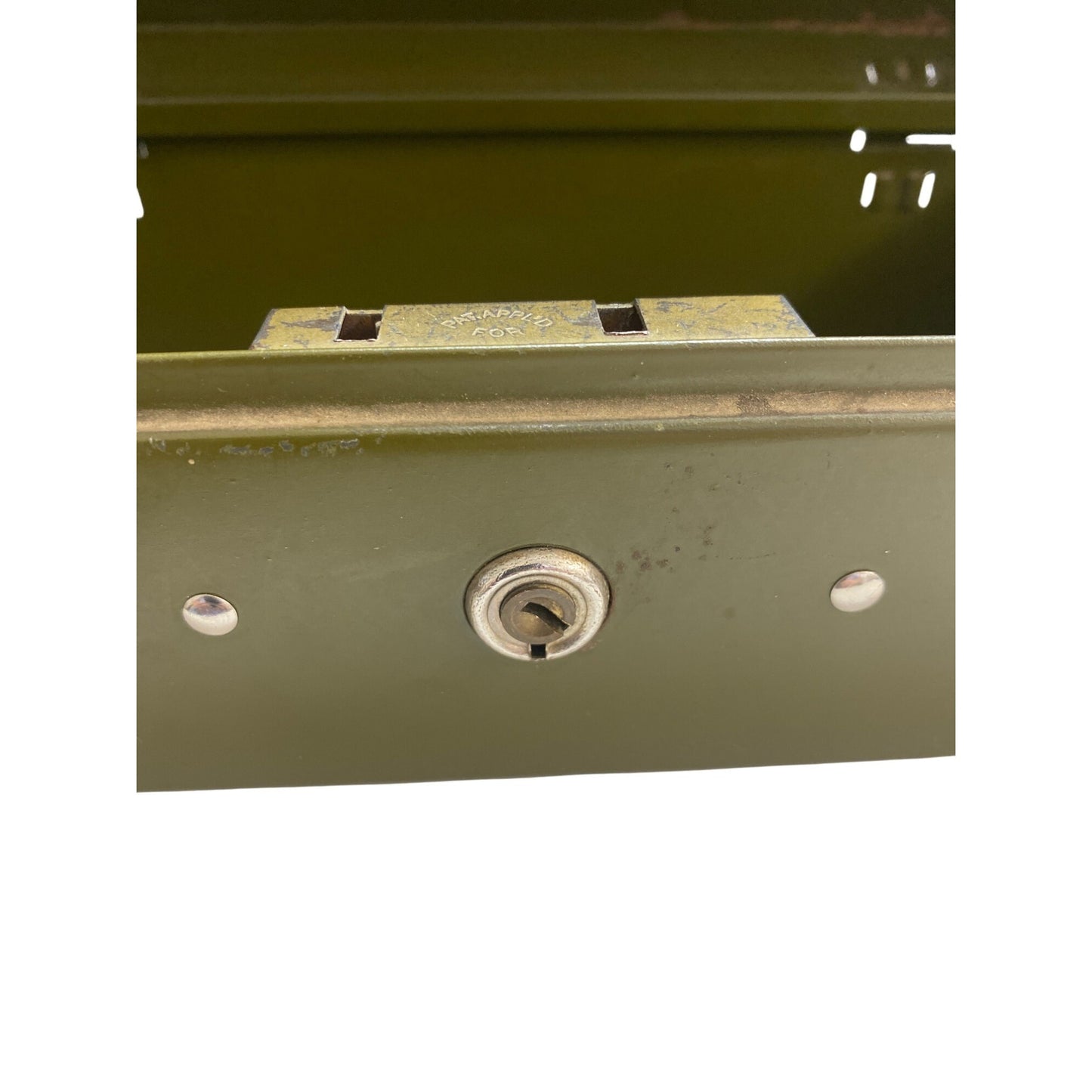 Vintage Green Bankers Metal Lockbox With Handle
