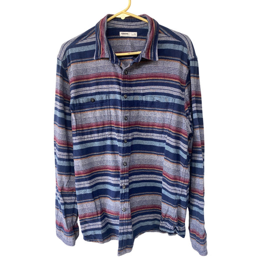 Sonoma Mens Long Sleeve Button-Down Striped Shirt XL Blue/Red Cotton Blend Casual