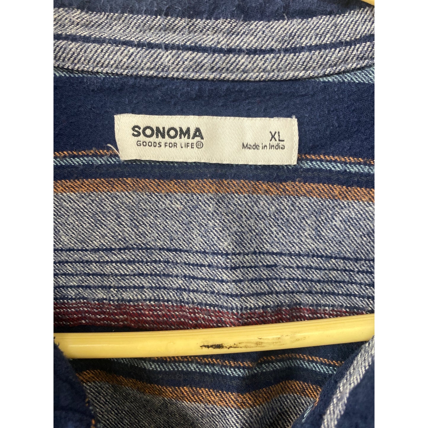 Sonoma Mens Long Sleeve Button-Down Striped Shirt XL Blue/Red Cotton Blend Casual