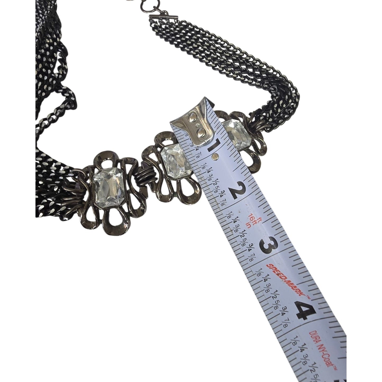 Vintage Multi-Chain Necklace Clear Rhinestone