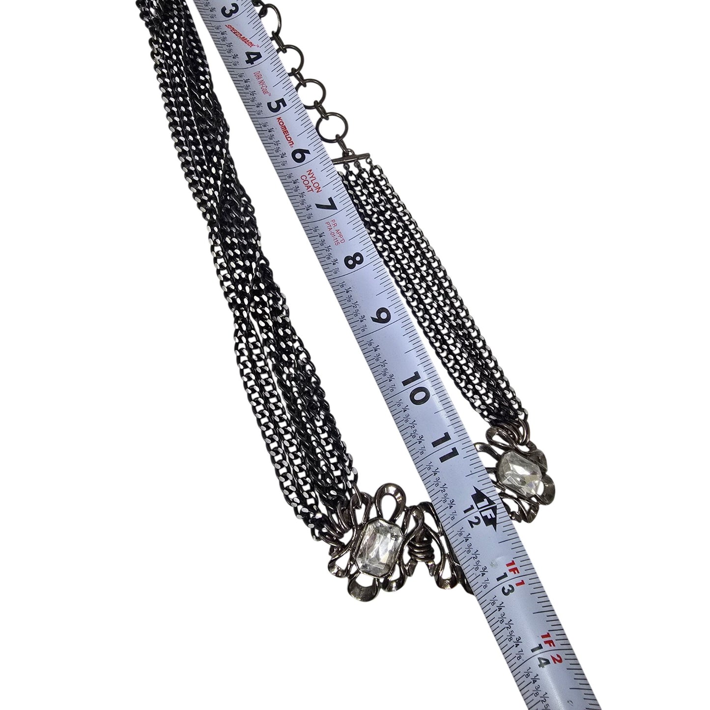 Vintage Multi-Chain Necklace Clear Rhinestone