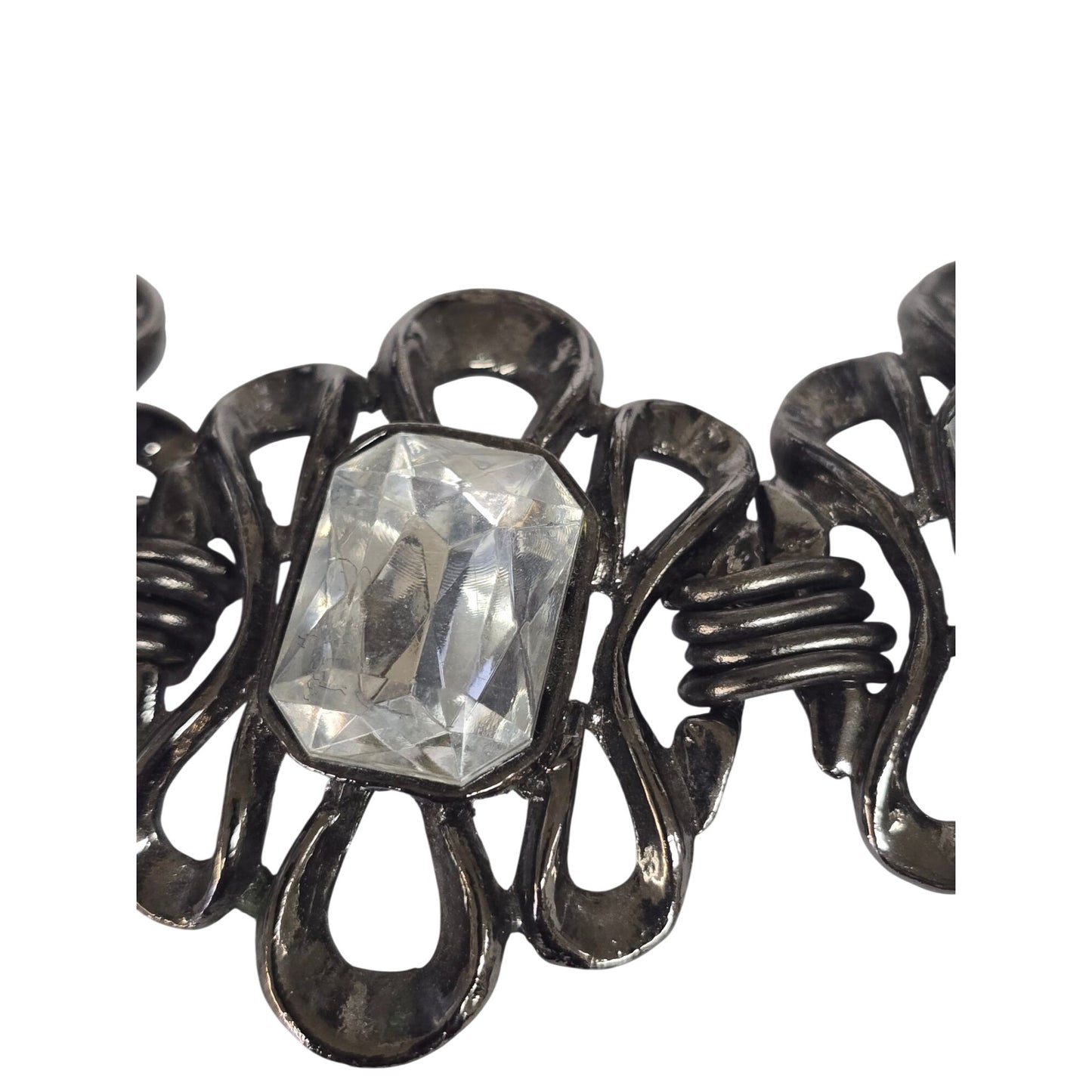 Vintage Multi-Chain Necklace Clear Rhinestone