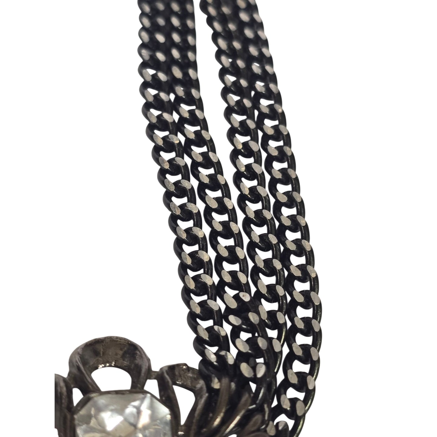 Vintage Multi-Chain Necklace Clear Rhinestone